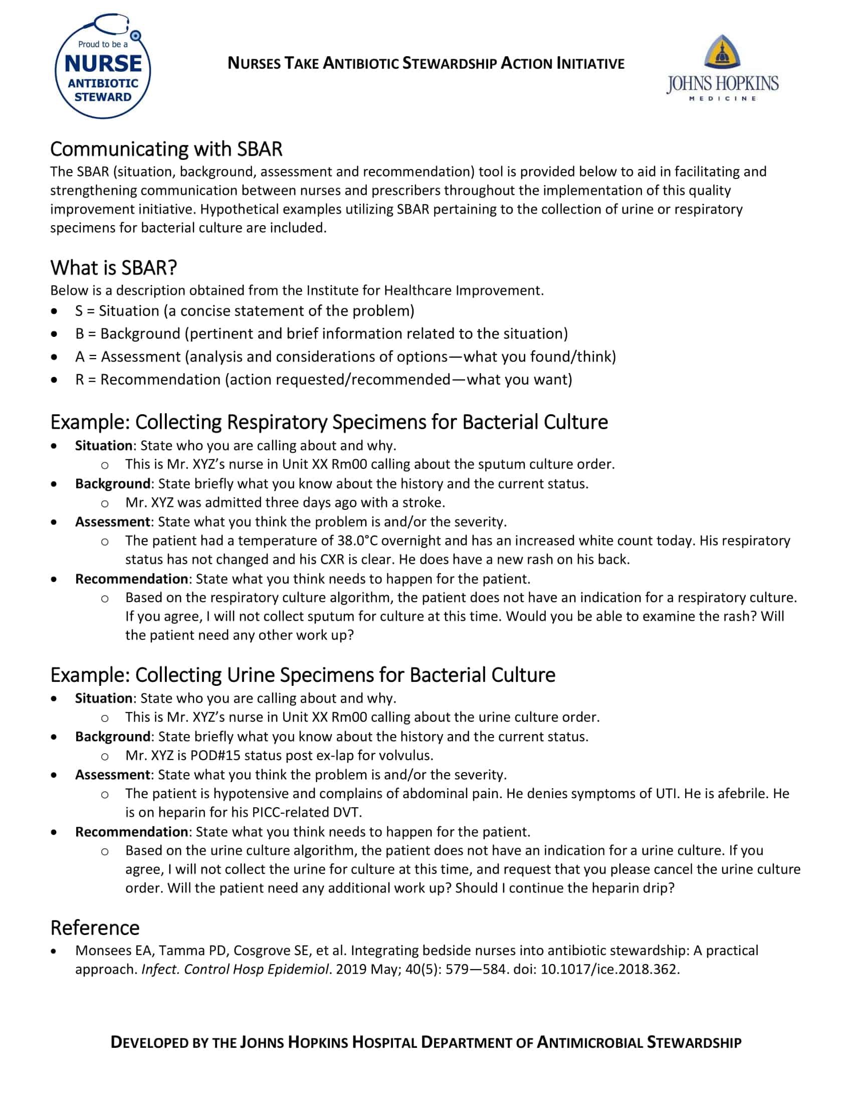Free Printable SBAR Template [For Nursing, Business] Blank Example