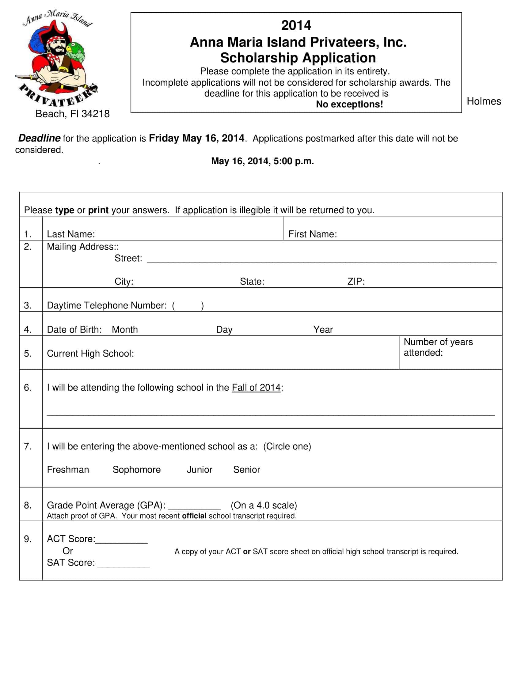 Free Printable Scholarship Application Templates PDF Word Free Printable Scholarship Application Templates PDF Word