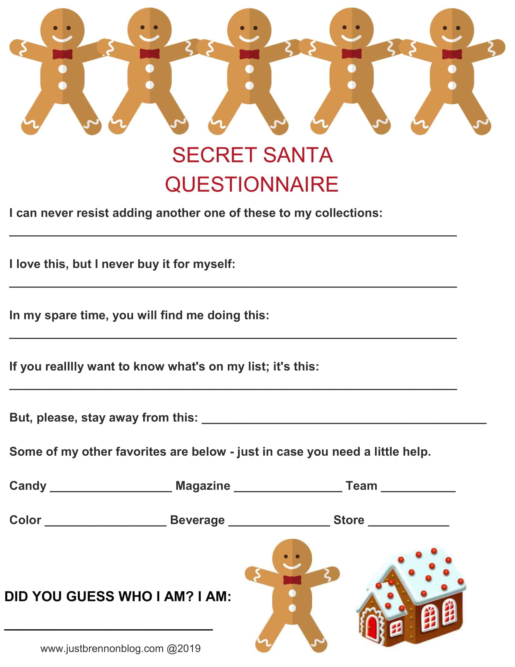 Free Printable Secret Santa Questionnaire Templates PDF Example Free Printable Secret Santa Questionnaire Templates PDF Example