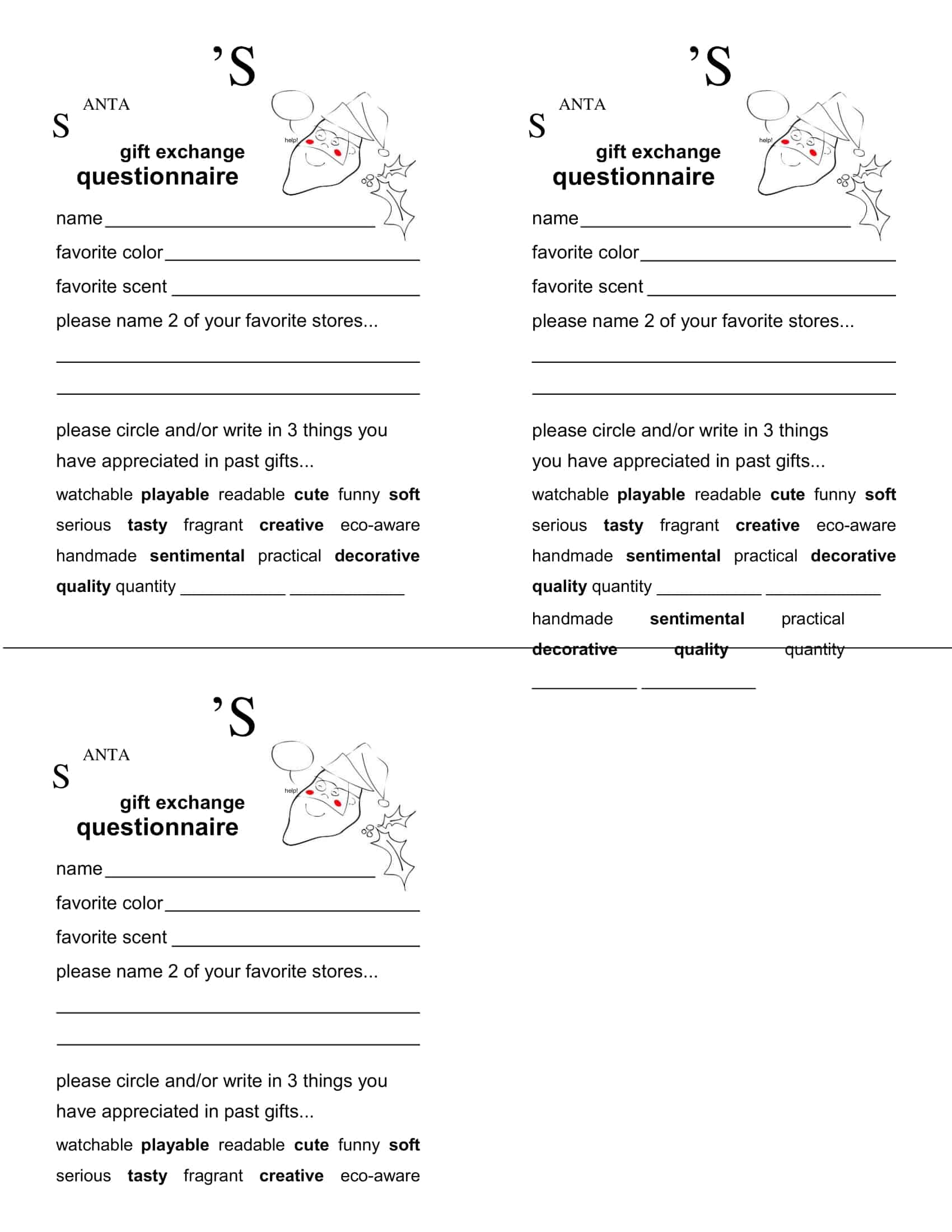 secret santa questionnaire for adults secret santa questionnaire for adults