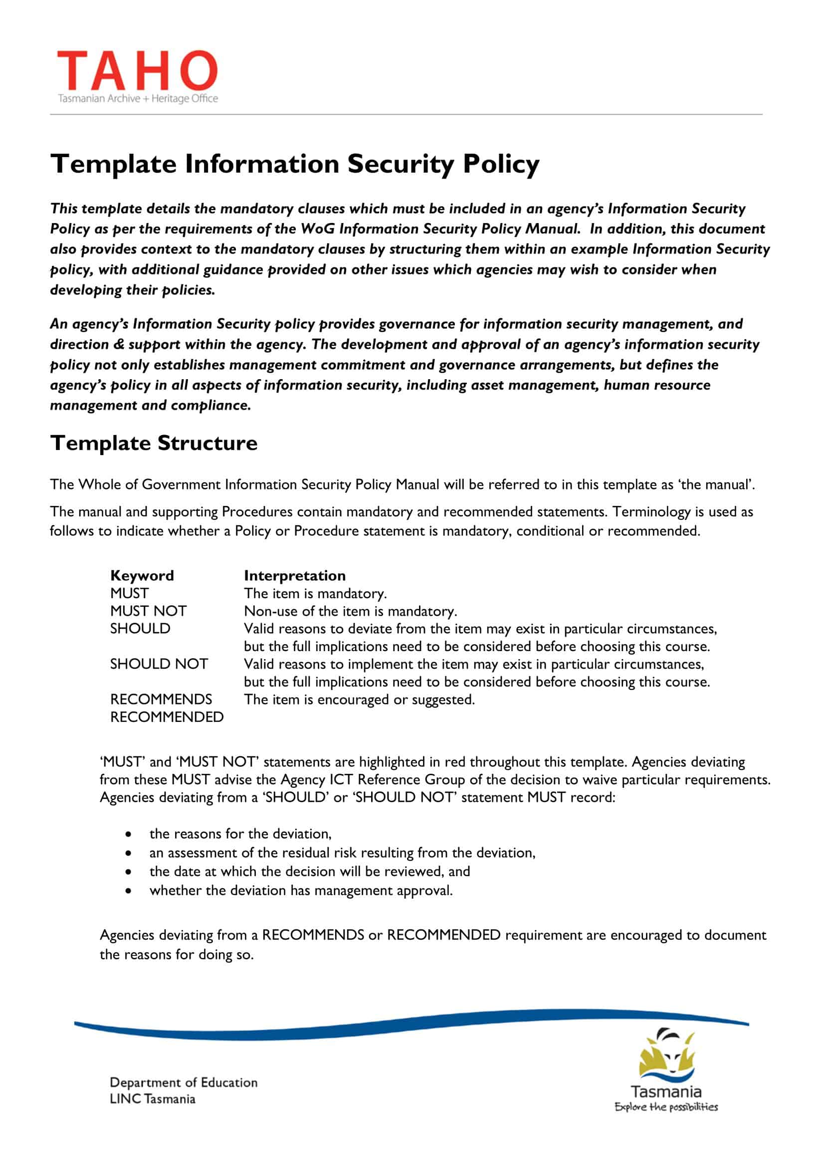 Free Printable Security Policy Templates PDF Word Information Free Printable Security Policy Templates PDF Word Information