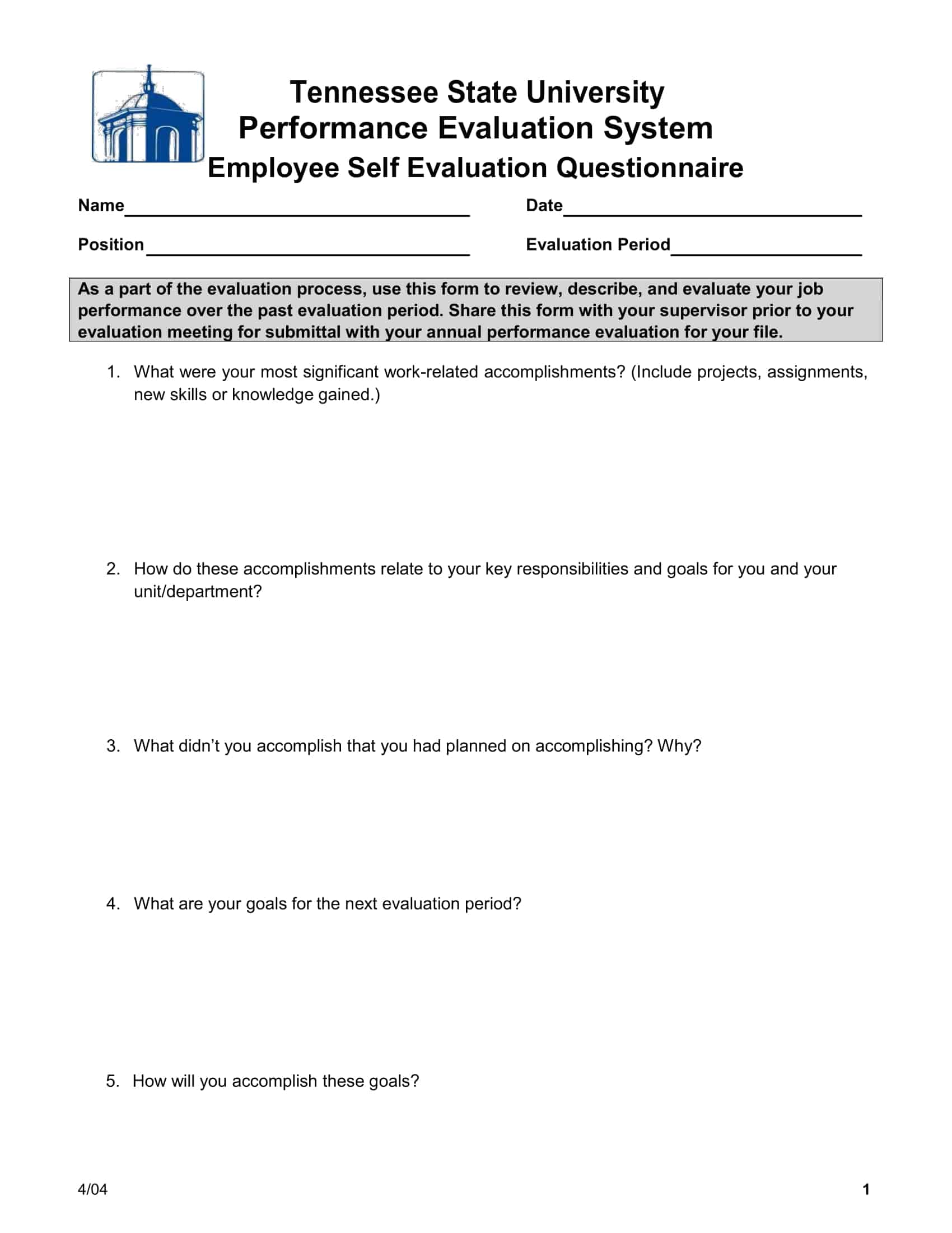 self evaluation sample self evaluation sample