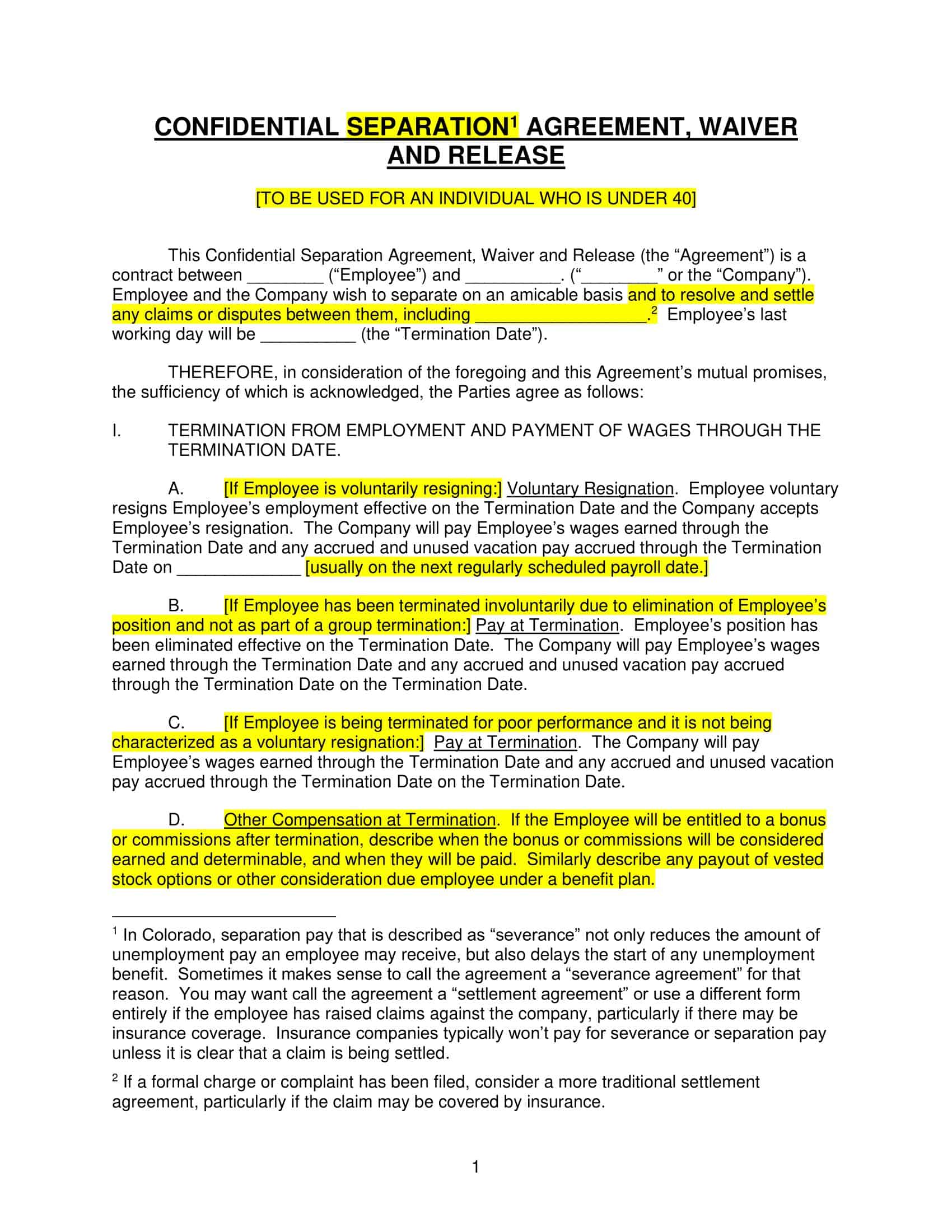 Free Printable Separation Agreement Templates PDF Word Free Printable Separation Agreement Templates PDF Word