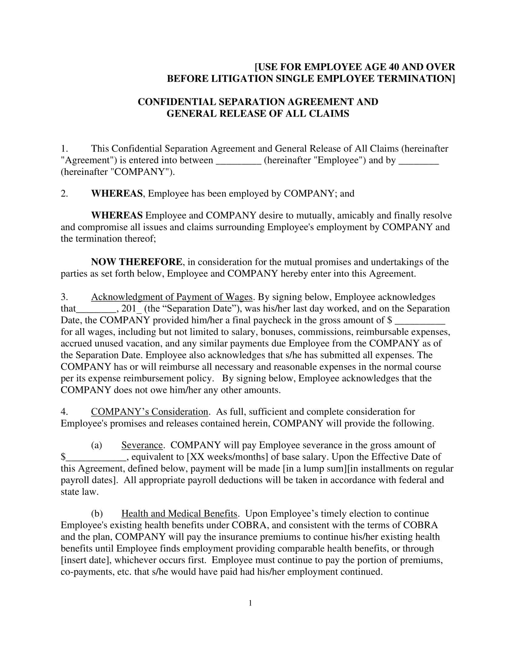 Free Printable Separation Agreement Templates PDF Word Free Printable Separation Agreement Templates PDF Word