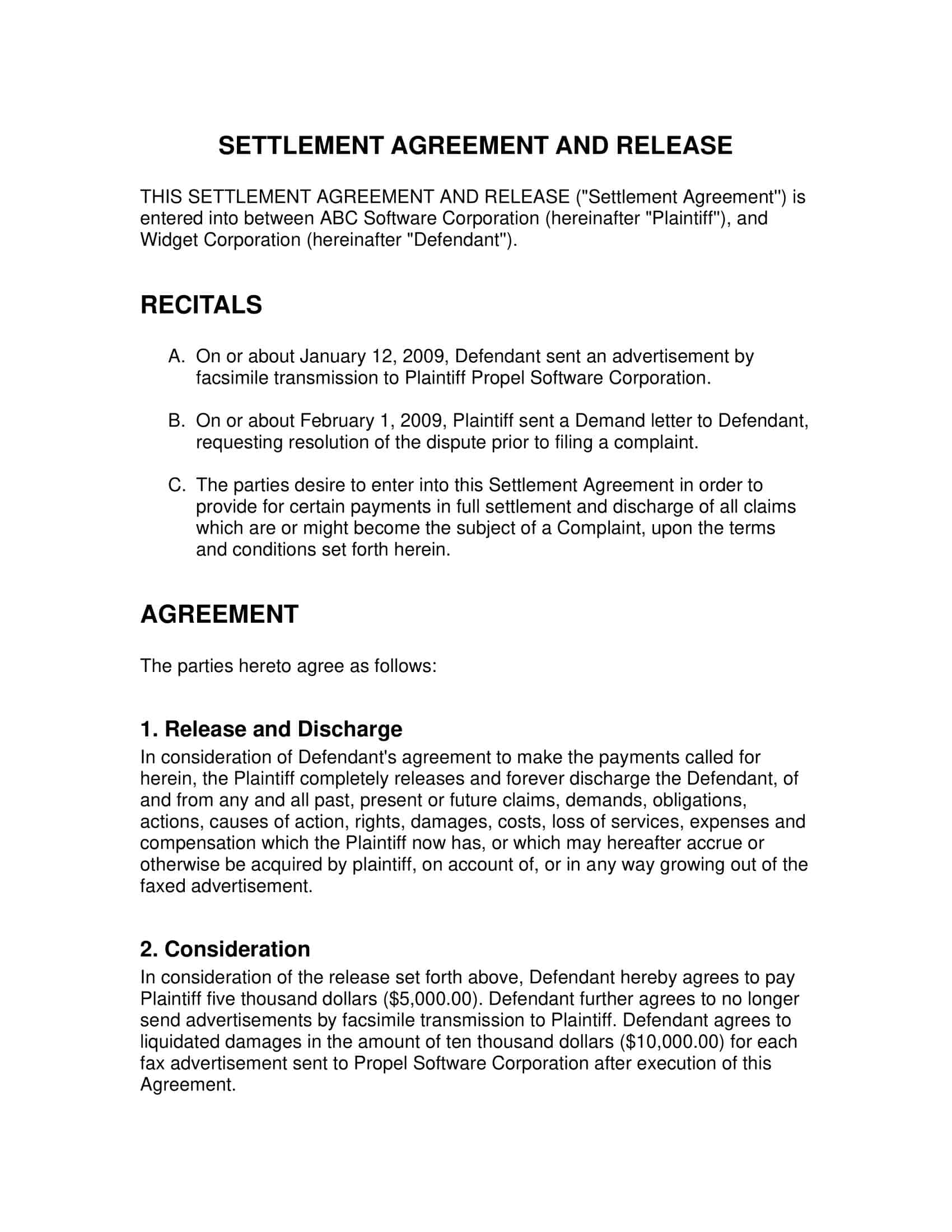 settlement agreement template settlement agreement template