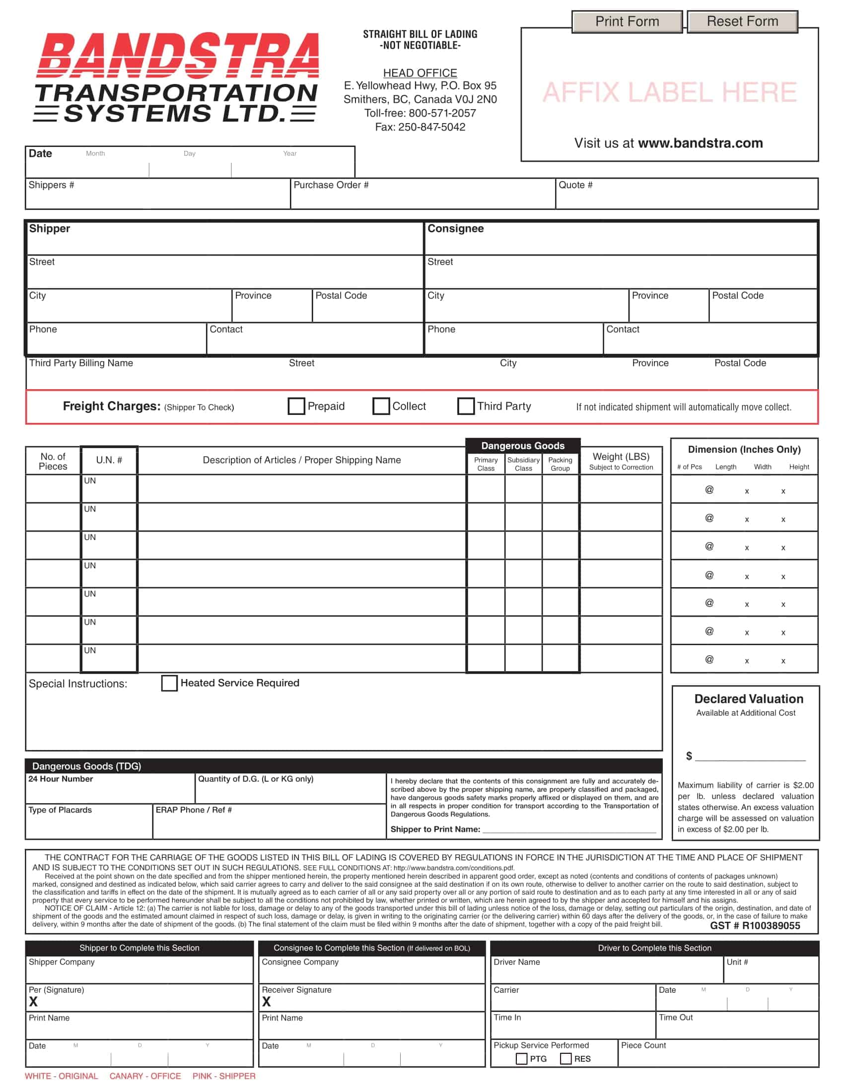 shipping bill of lading shipping bill of lading