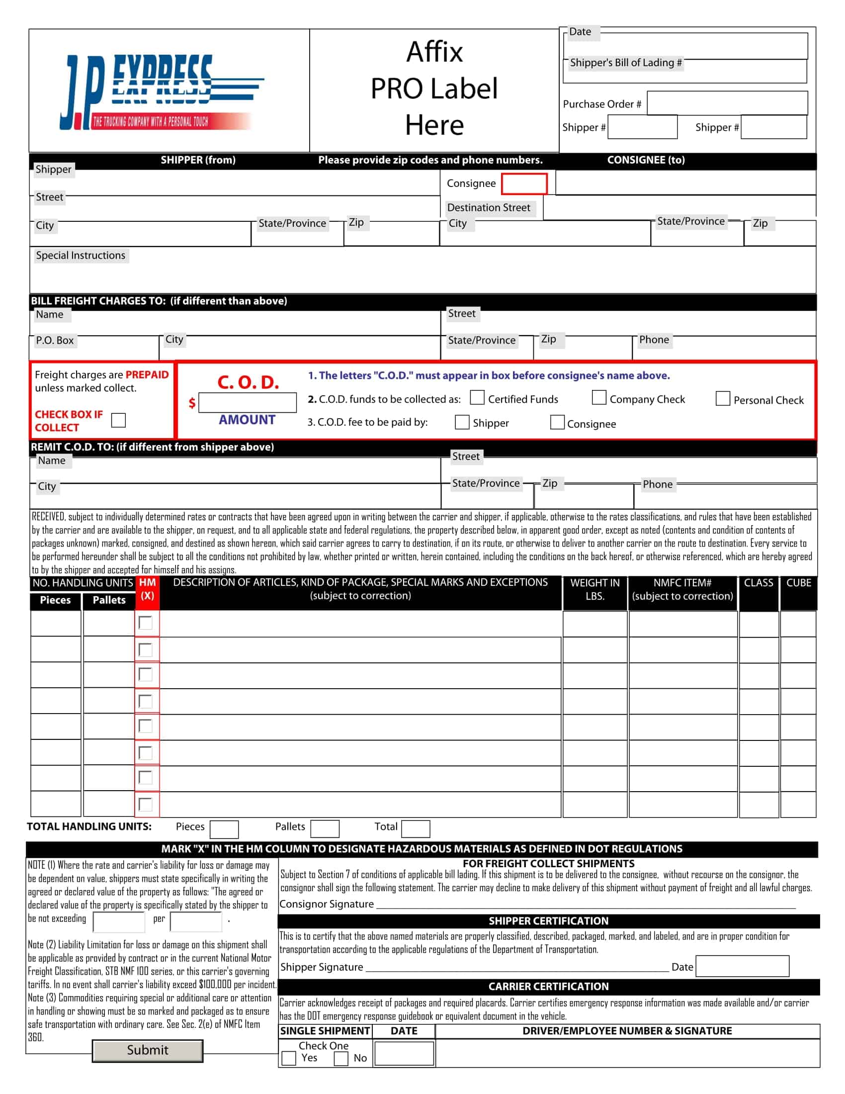 short form bill of lading short form bill of lading