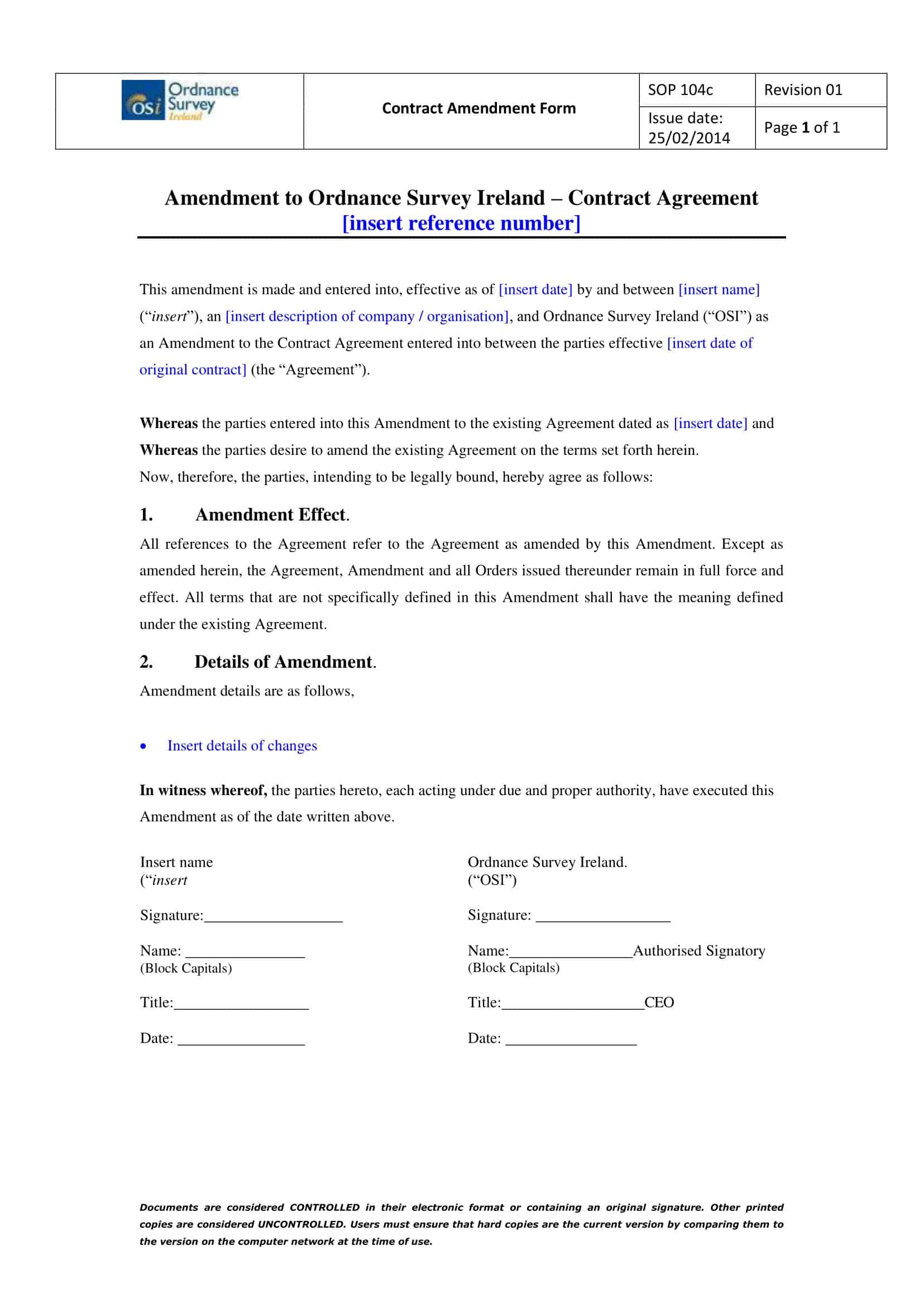 simple amendment to contract template simple amendment to contract template