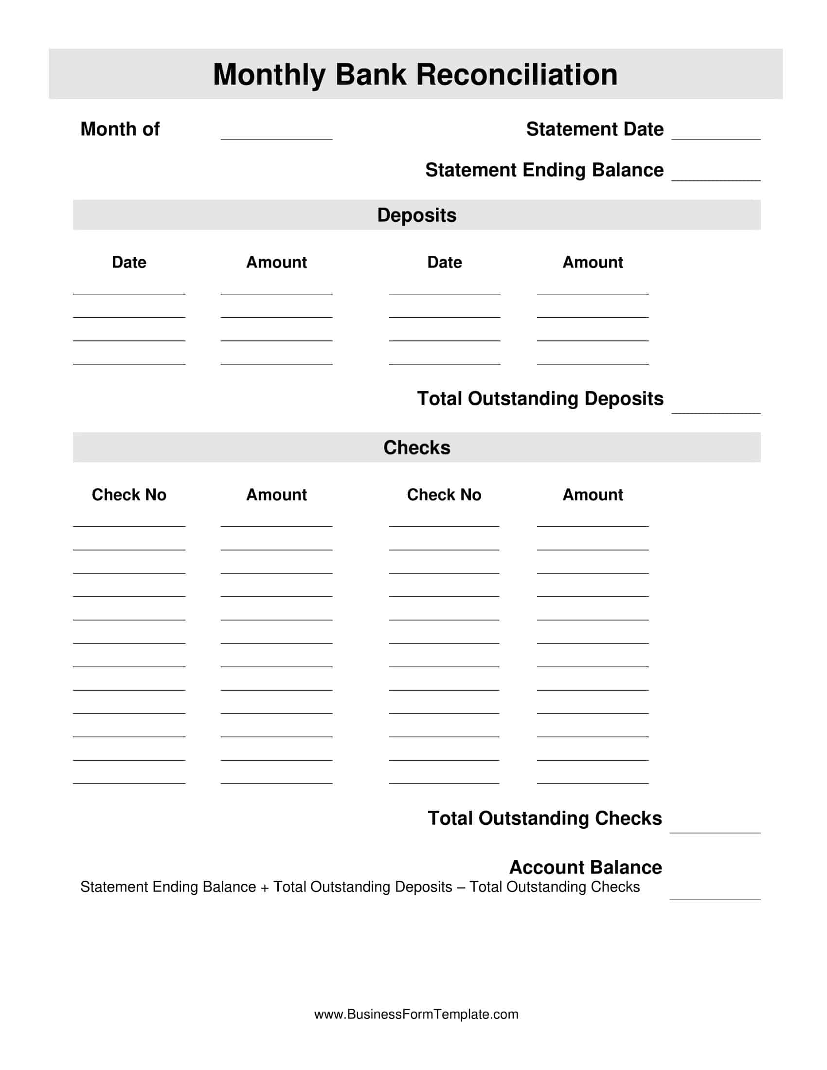 simple bank reconciliation template simple bank reconciliation template