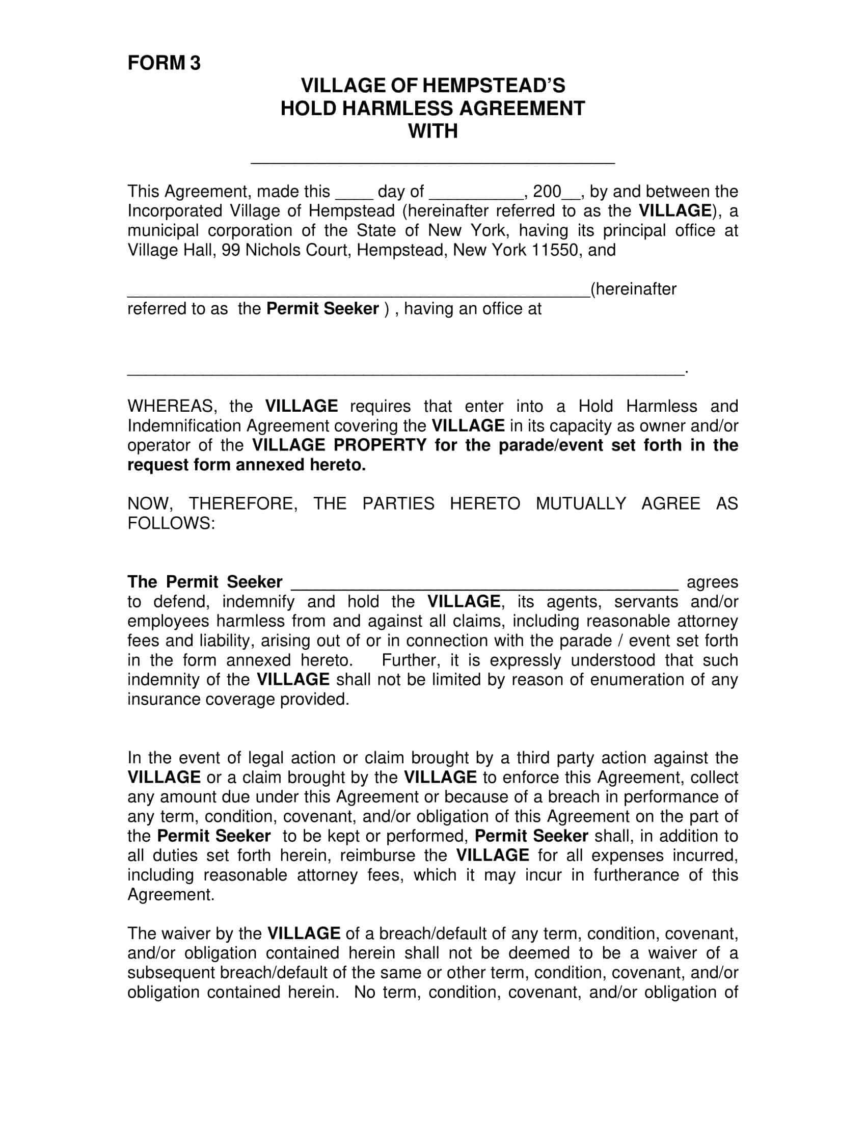 simple hold harmless agreement simple hold harmless agreement