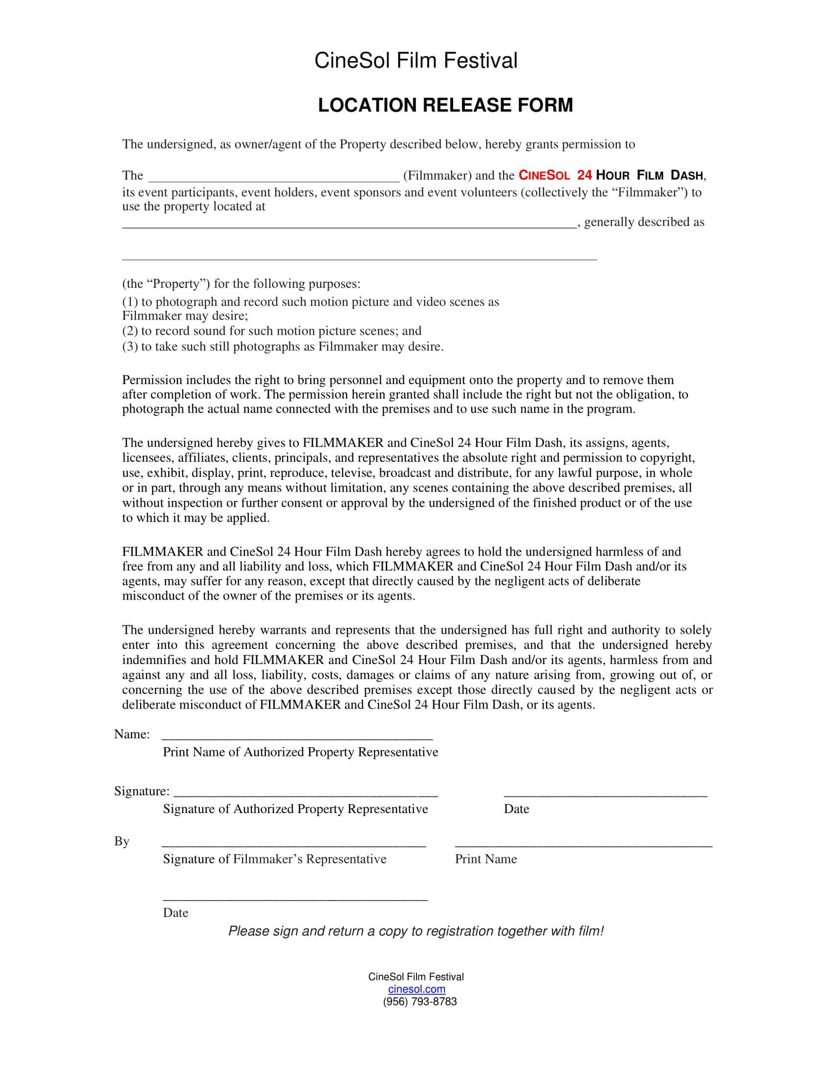 simple location release form simple location release form