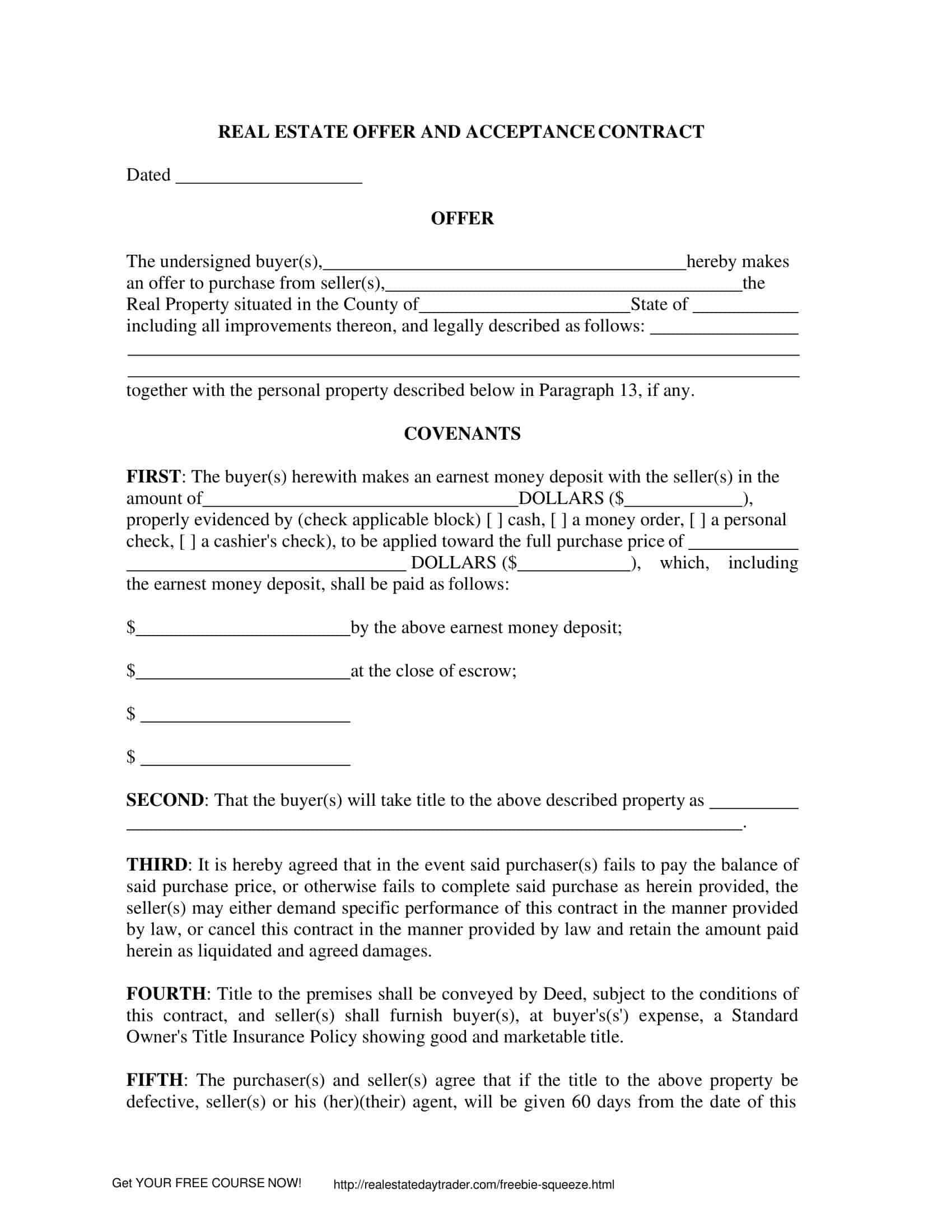 simple offer to purchase real estate form simple offer to purchase real estate form