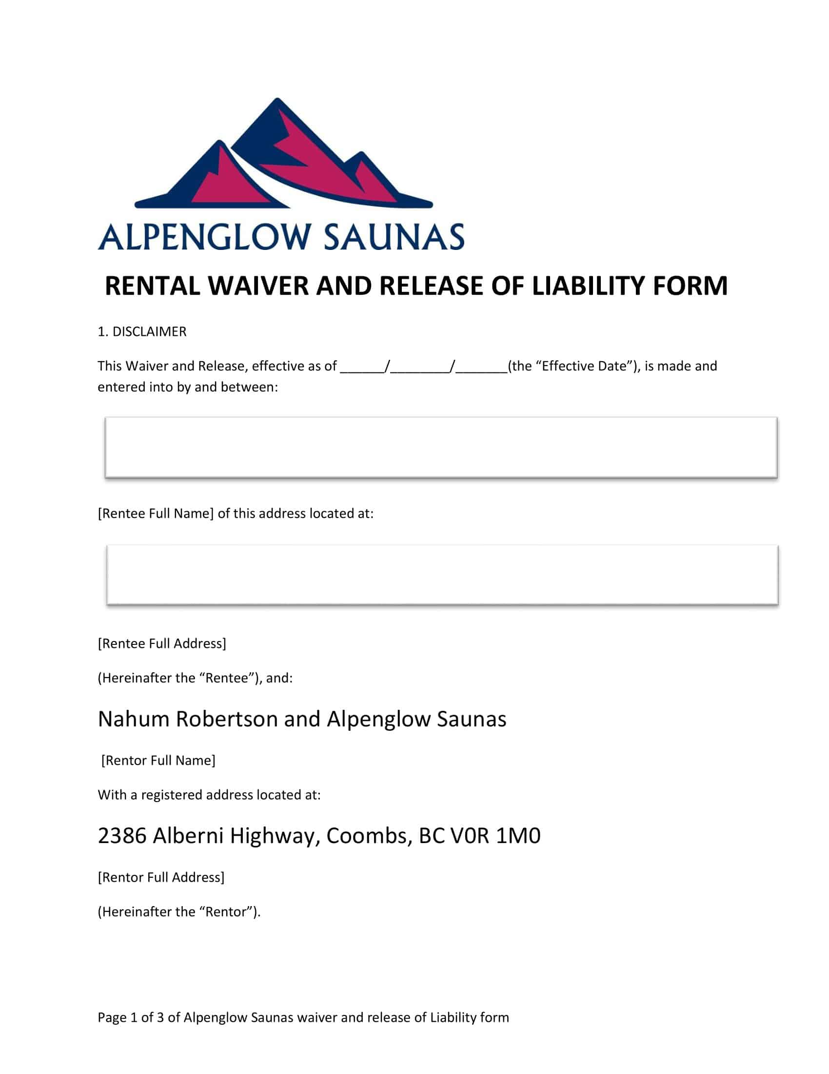 simple release of liability form simple release of liability form