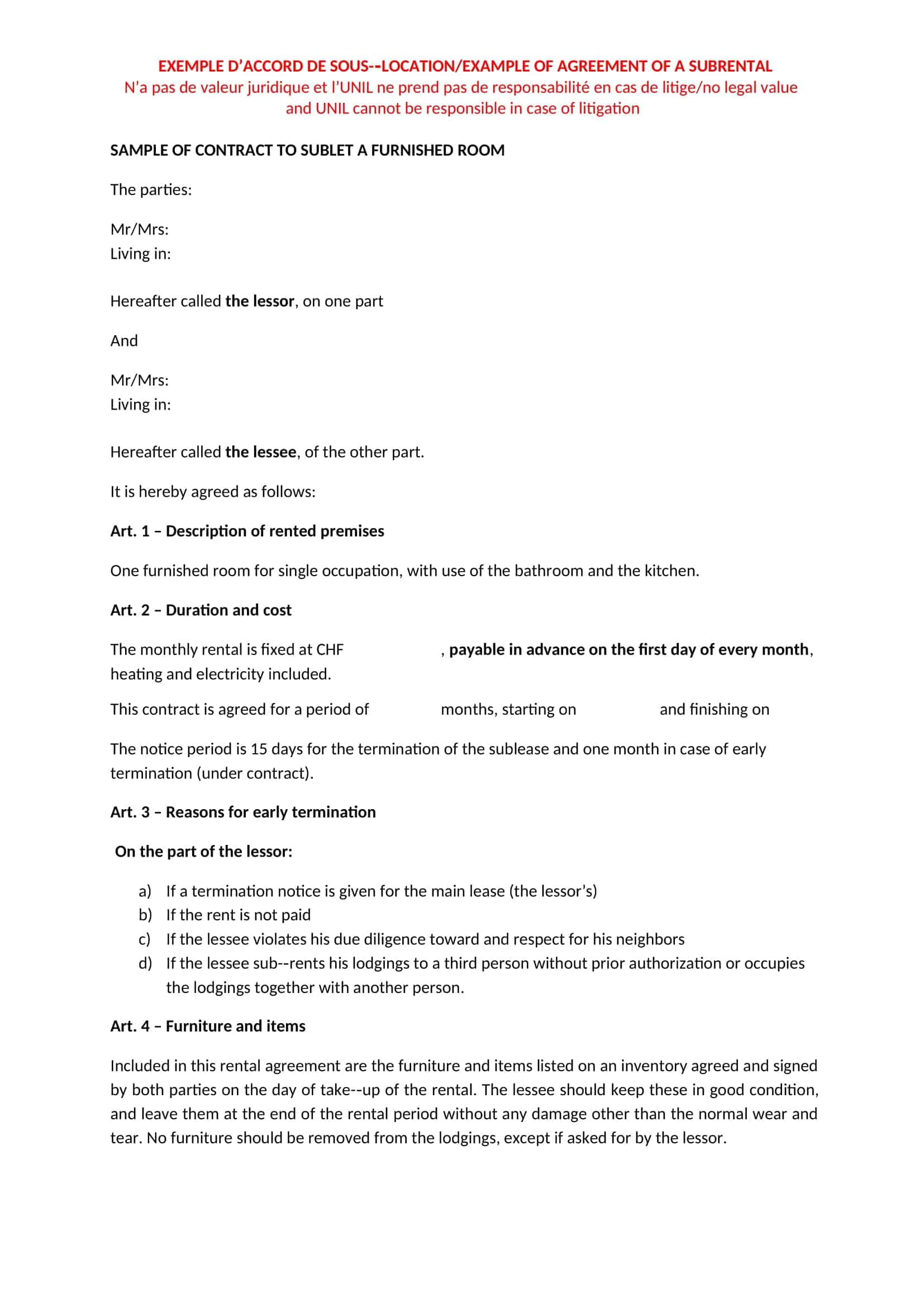 simple sublease agreement simple sublease agreement