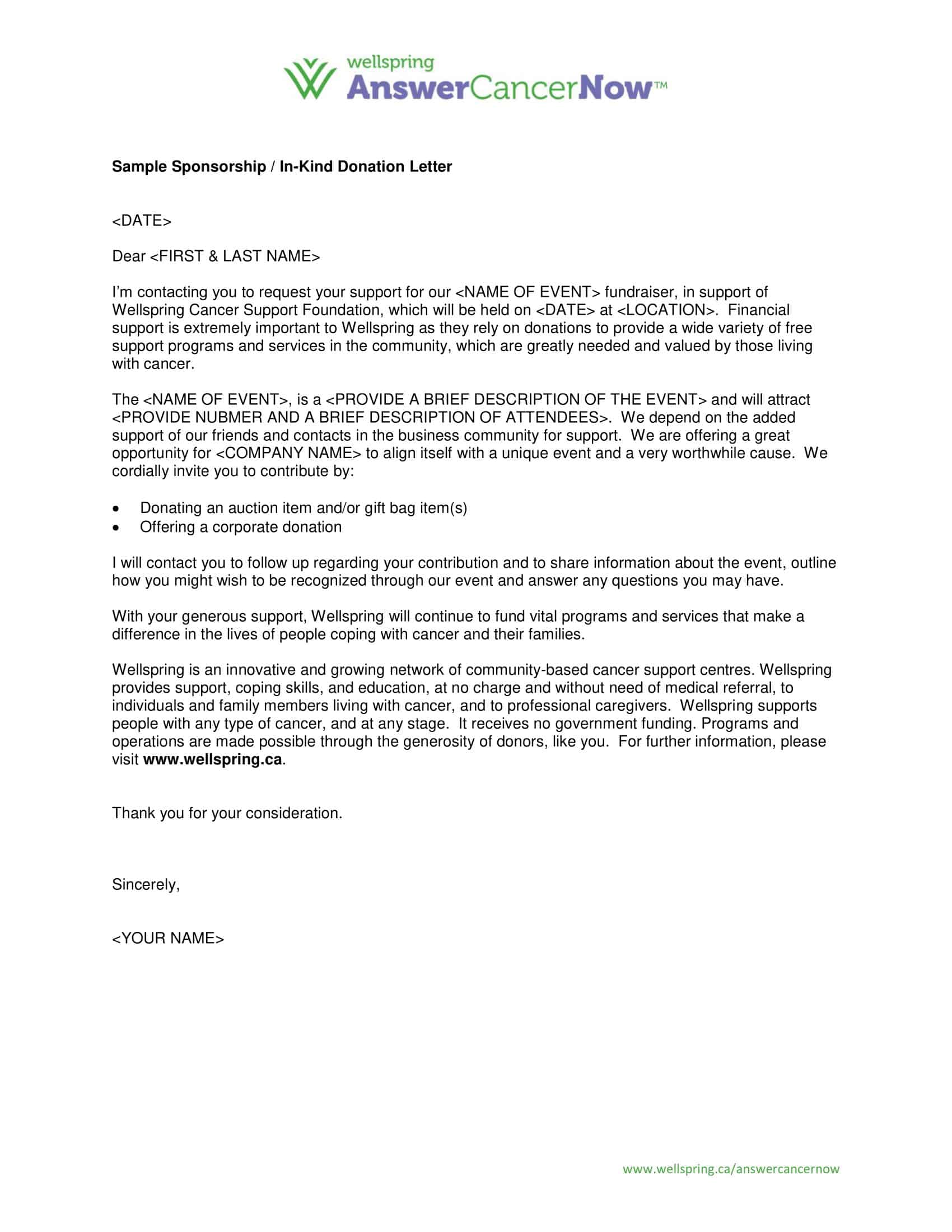sponsorship letter examples sponsorship letter examples