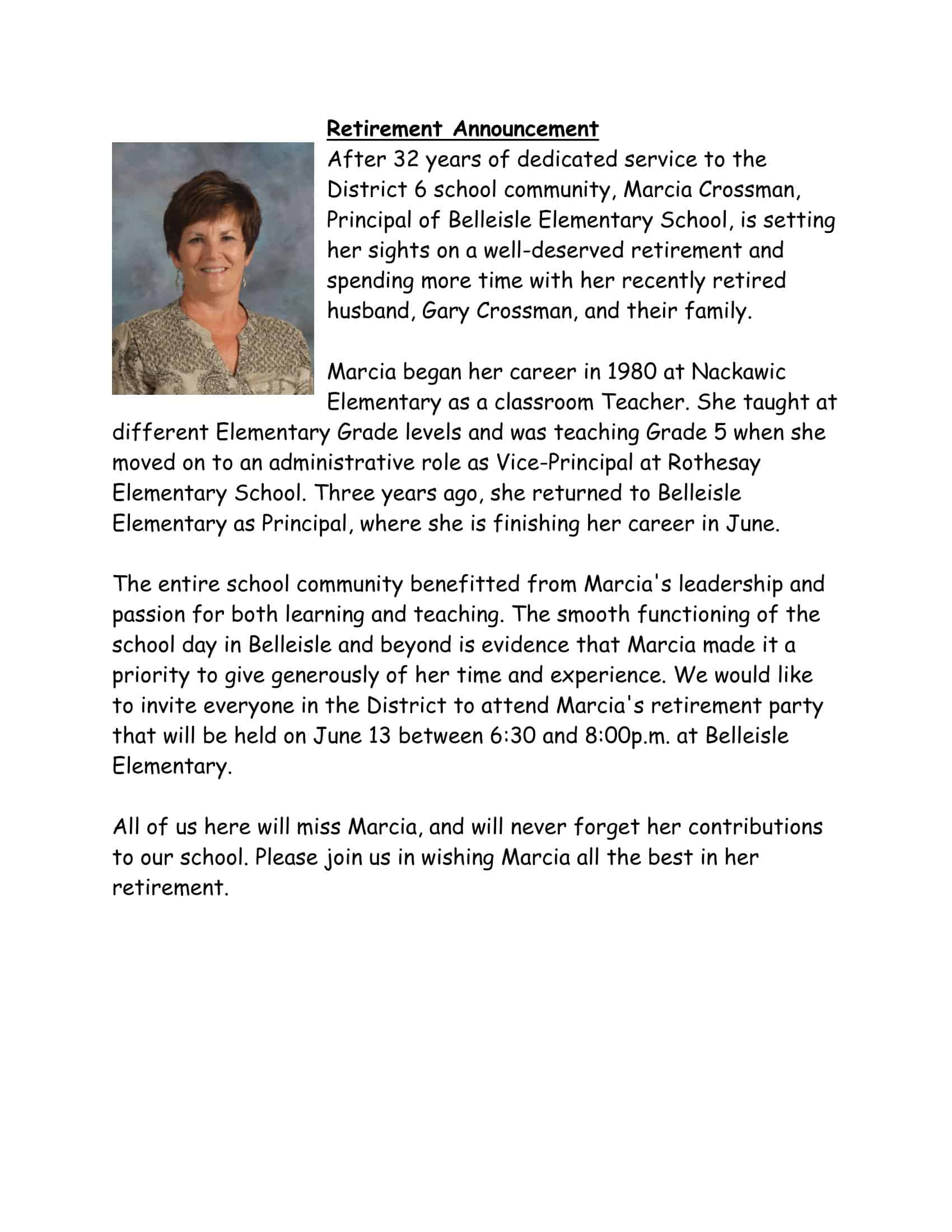 staff retirement announcement staff retirement announcement