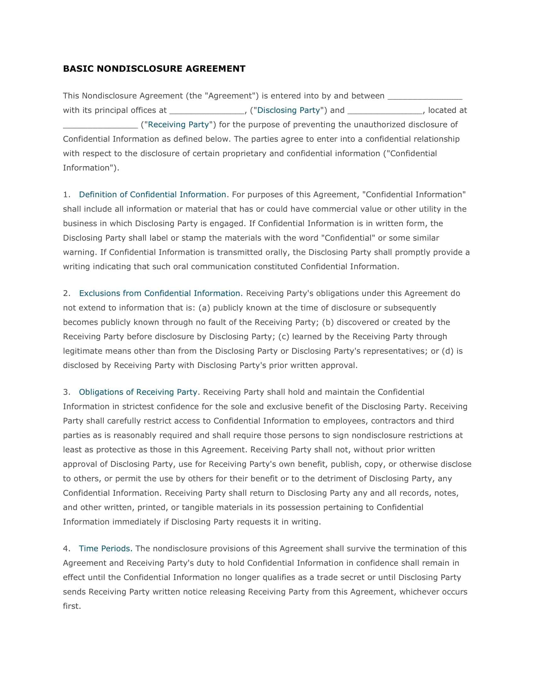 standard non disclosure agreement standard non disclosure agreement