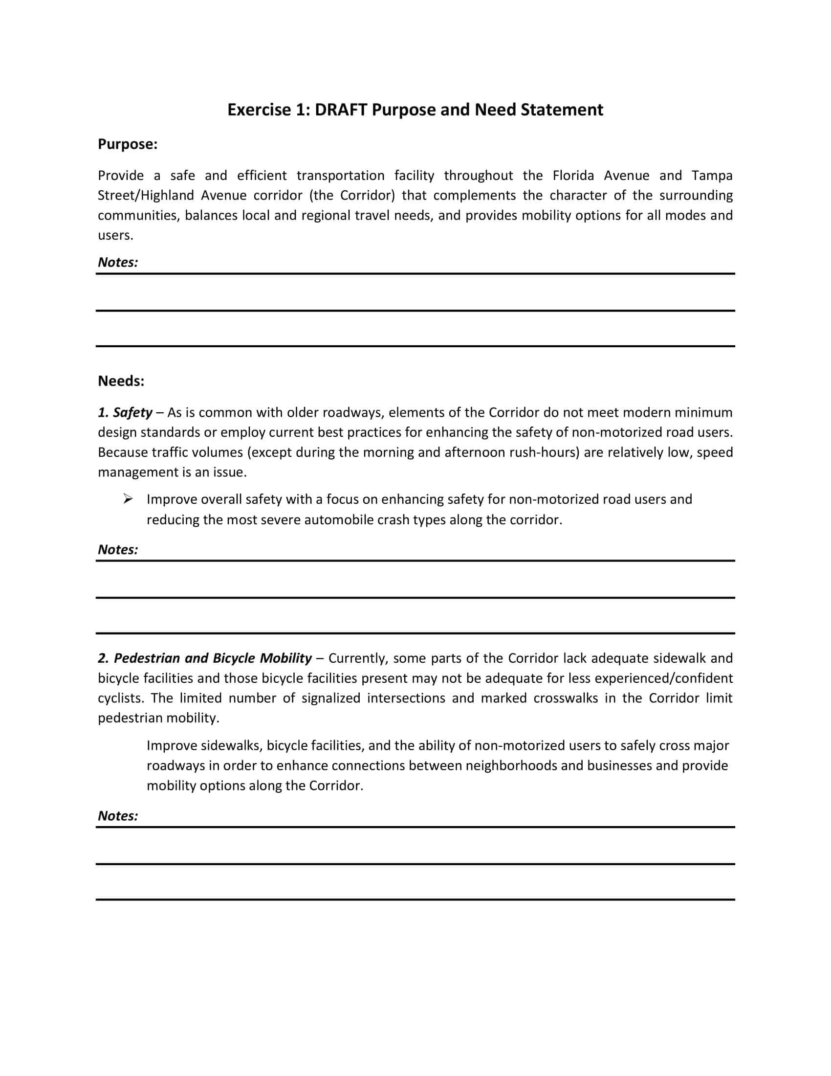 statement of needs statement of needs