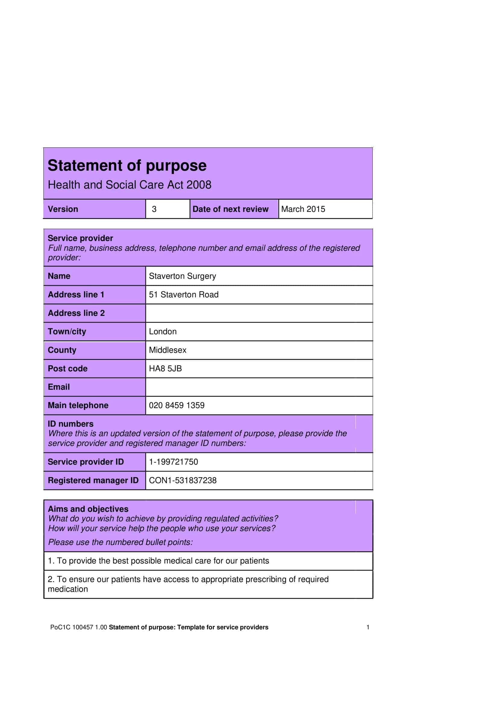 statement of purpose outline statement of purpose outline