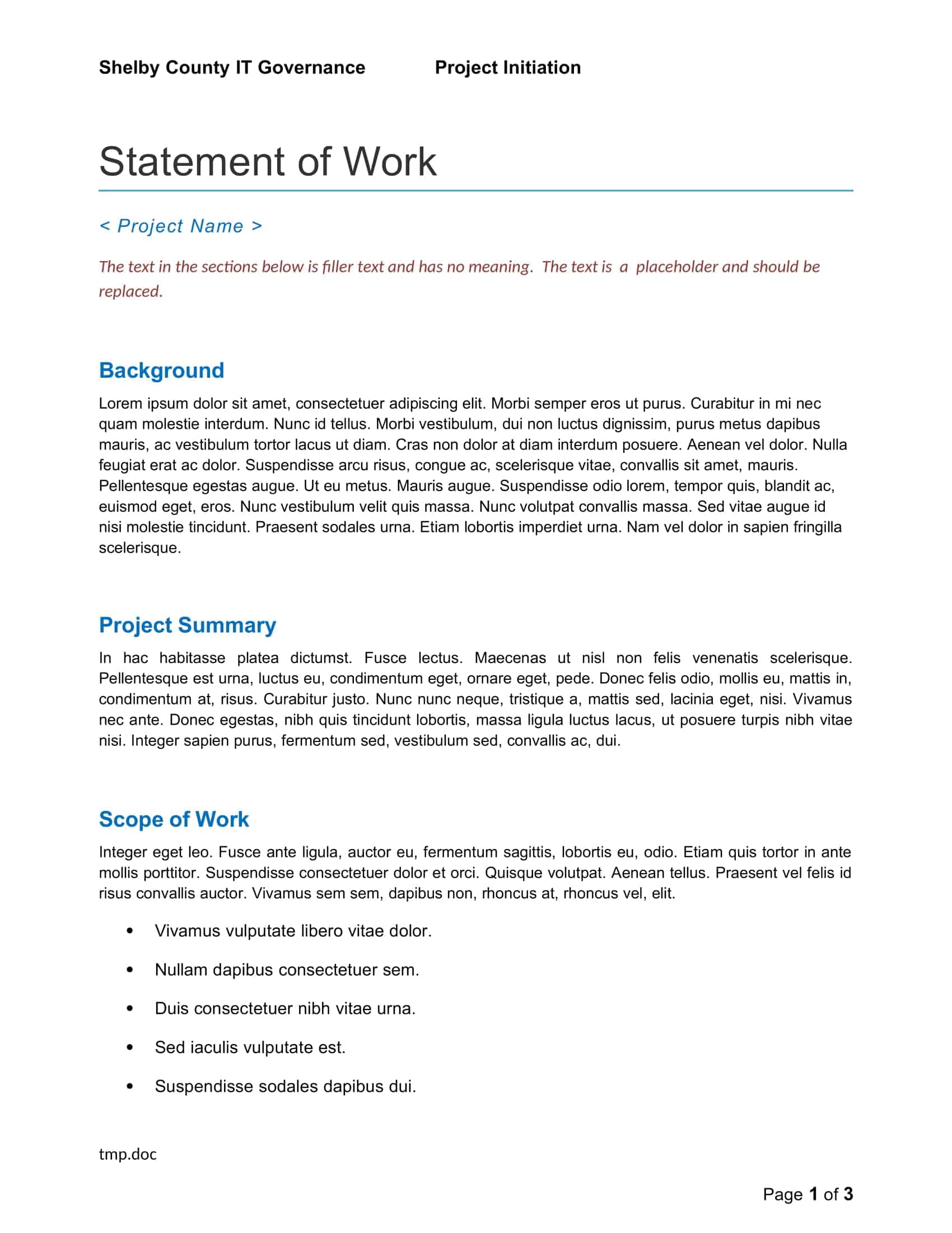 Free Printable Statement Of Work Templates [Word, Excel, PDF]