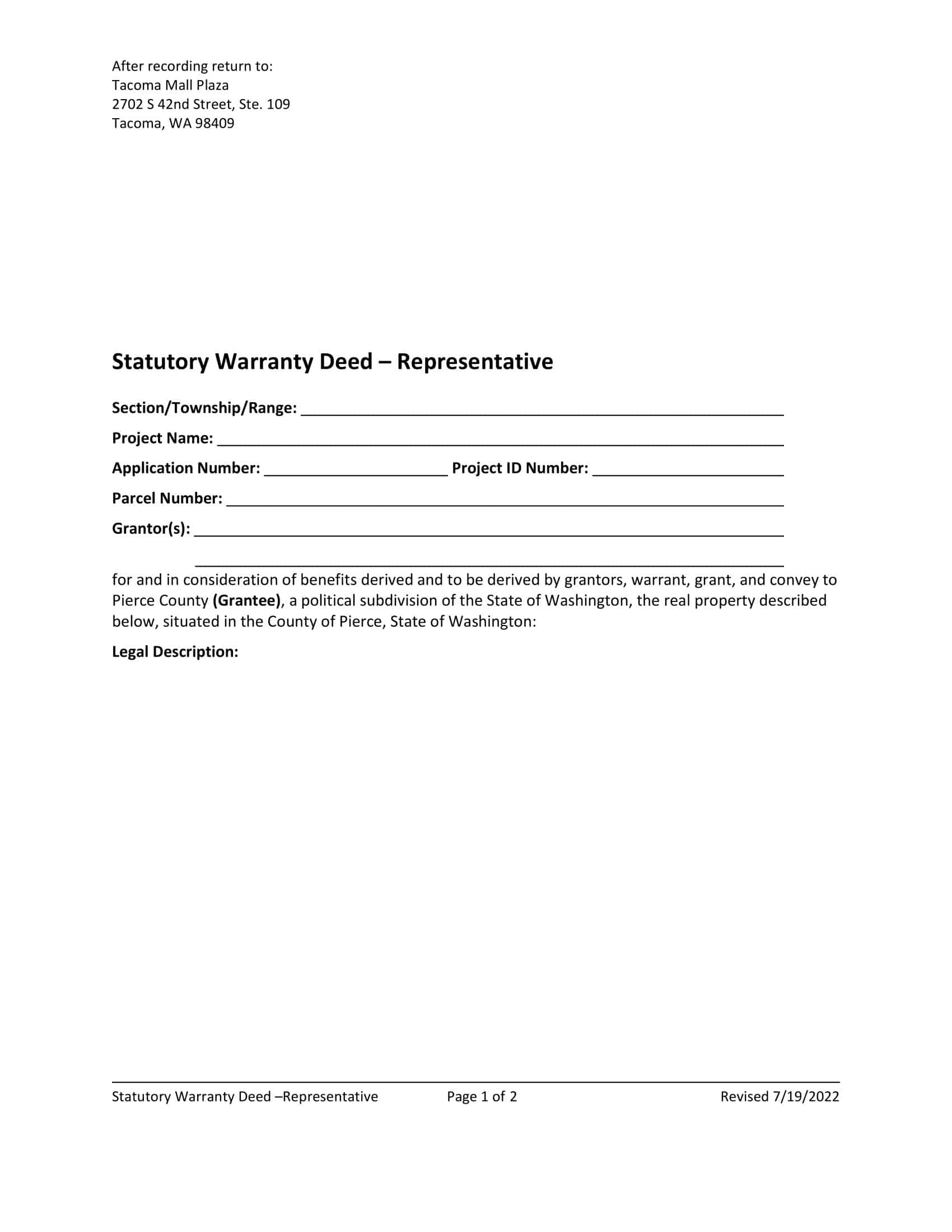 statutory warranty deed template statutory warranty deed template