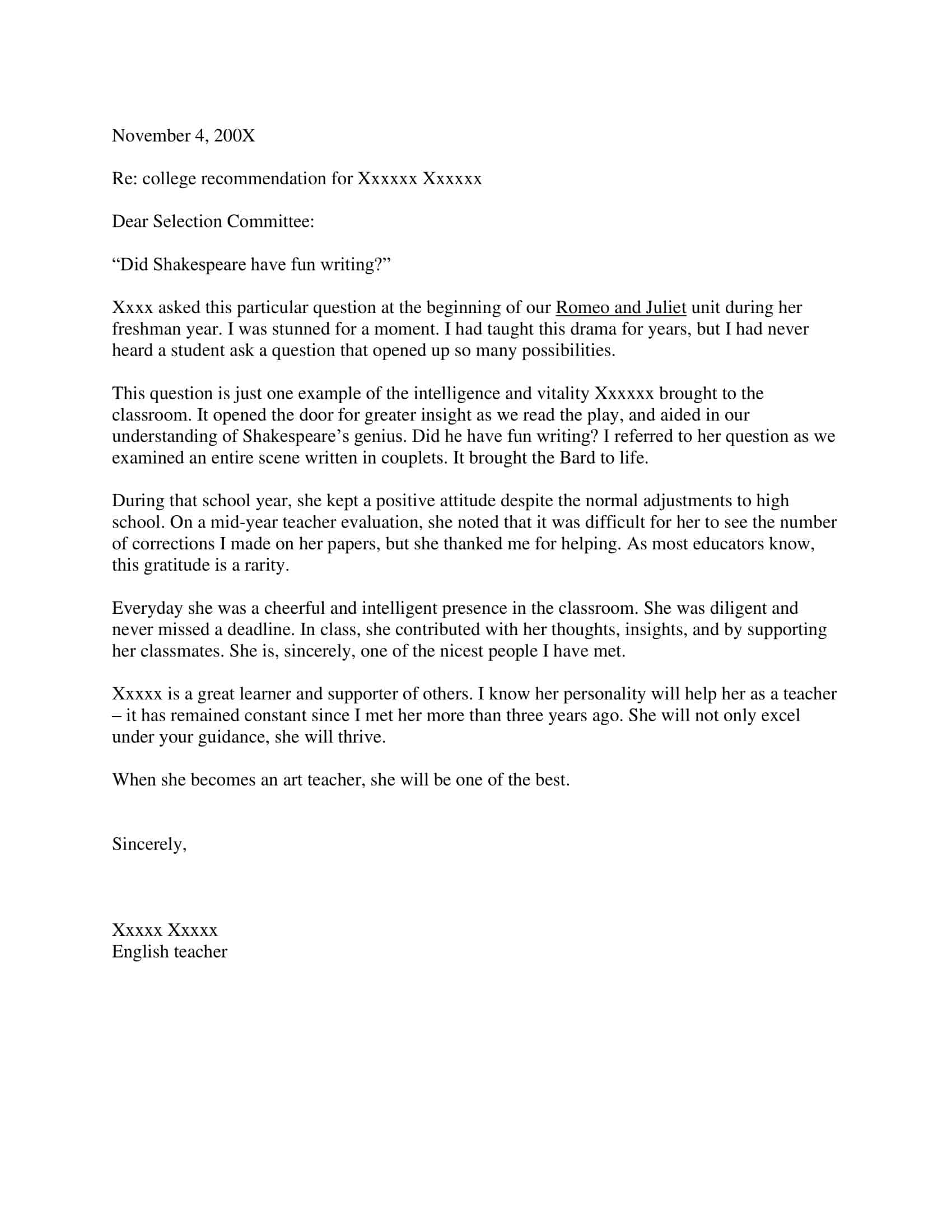 student letter of recommendation from teacher student letter of recommendation from teacher