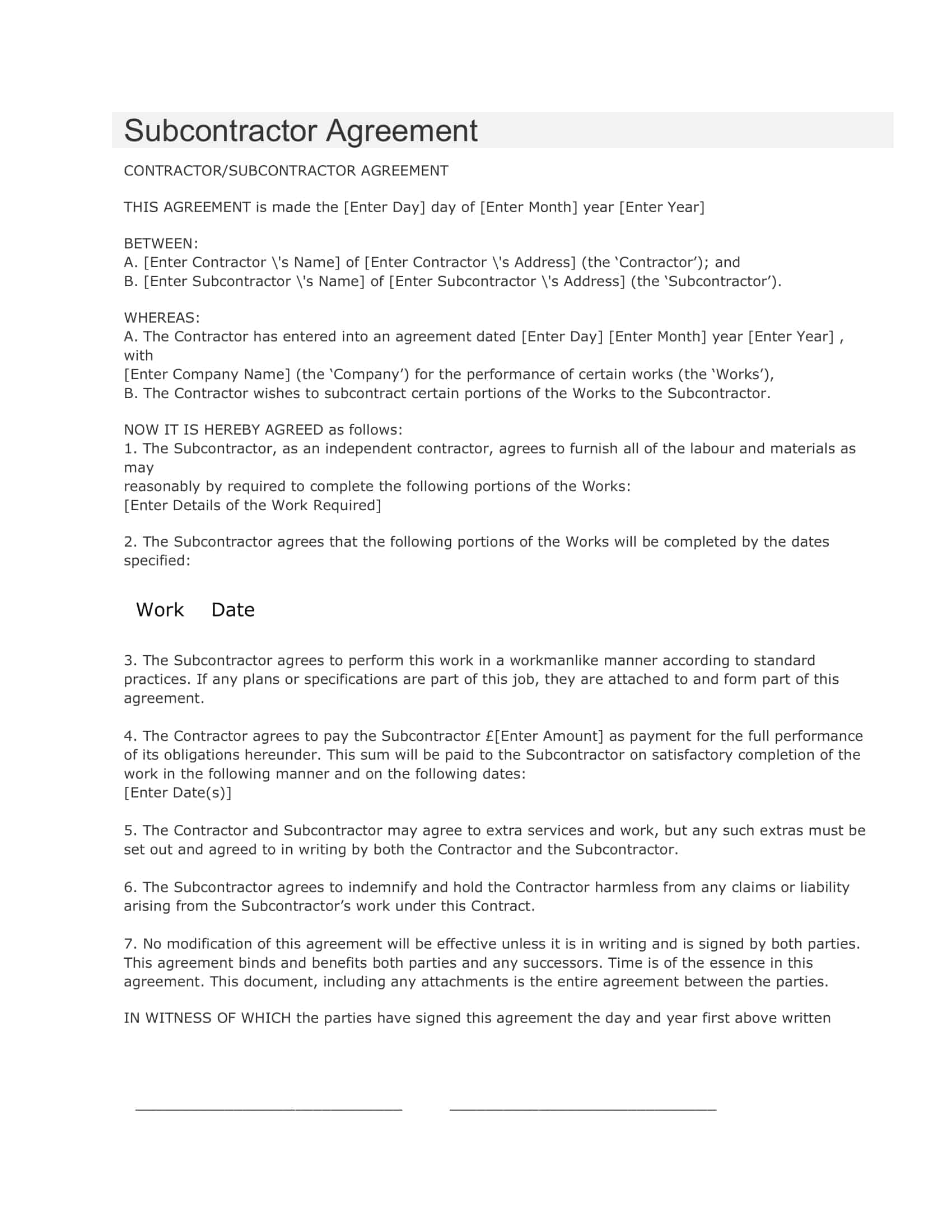 subcontractor business associate agreement subcontractor business associate agreement