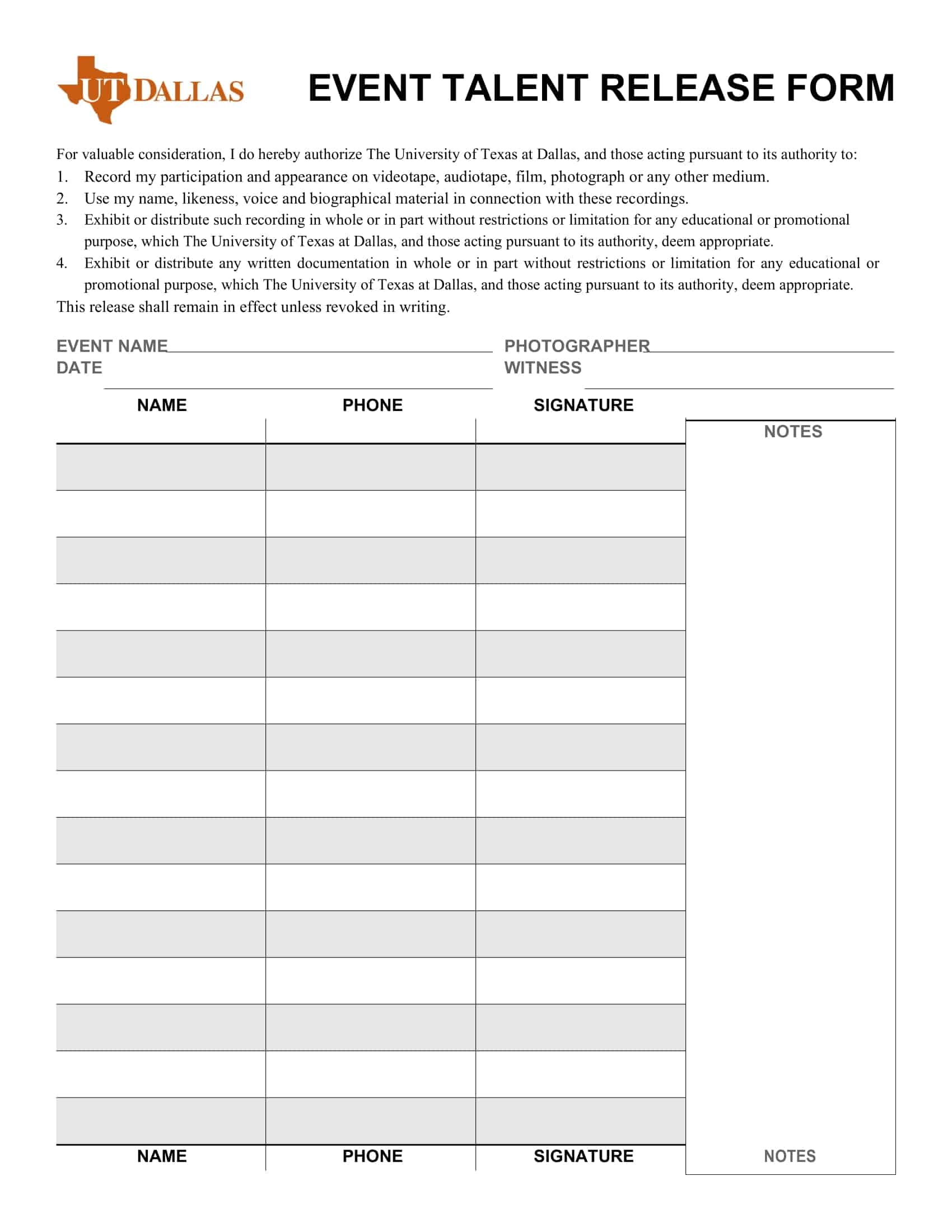 talent release form template word talent release form template word