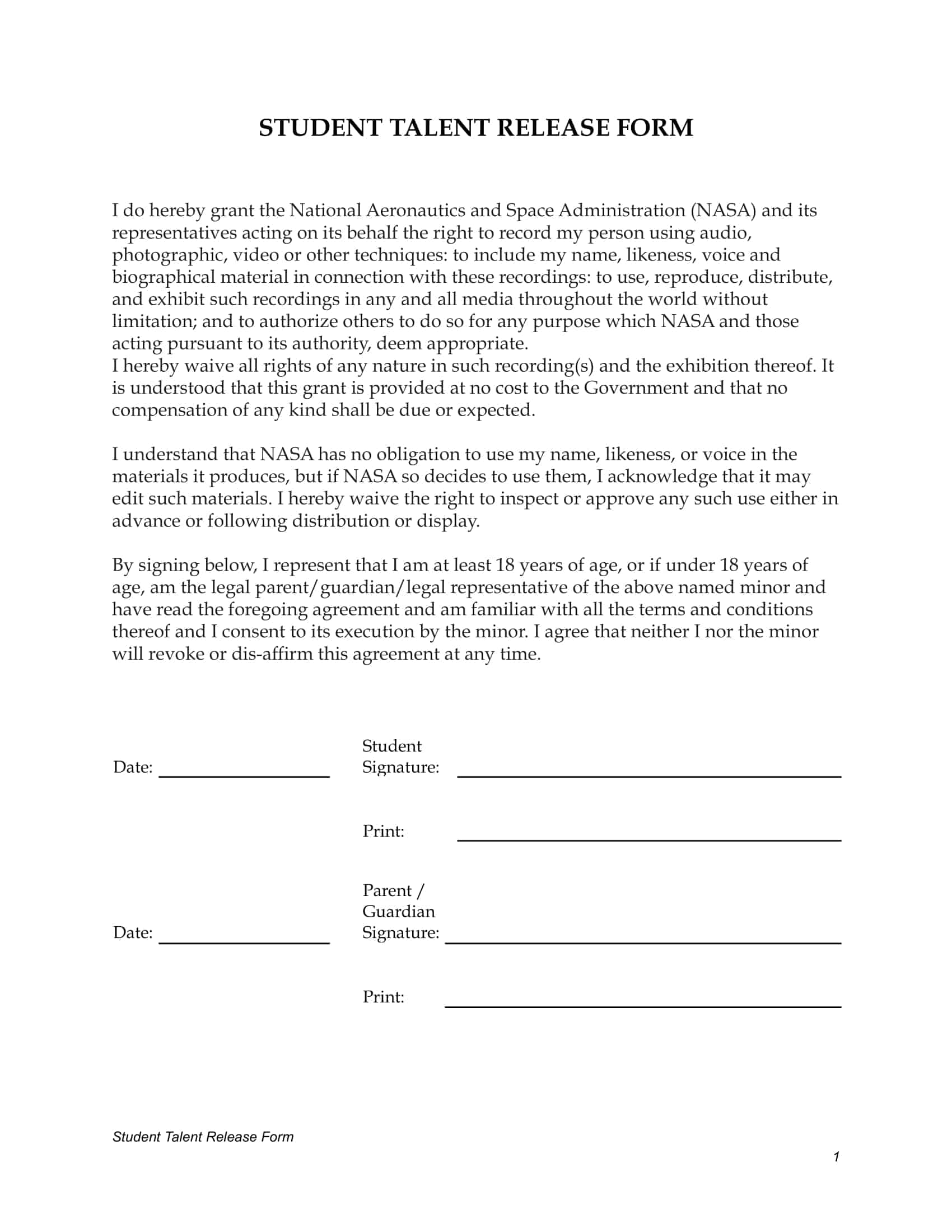 talent release forms talent release forms