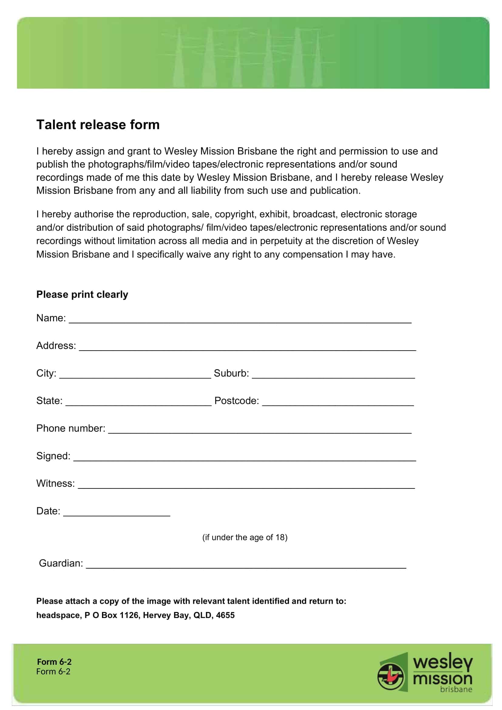 talent waiver release form talent waiver release form