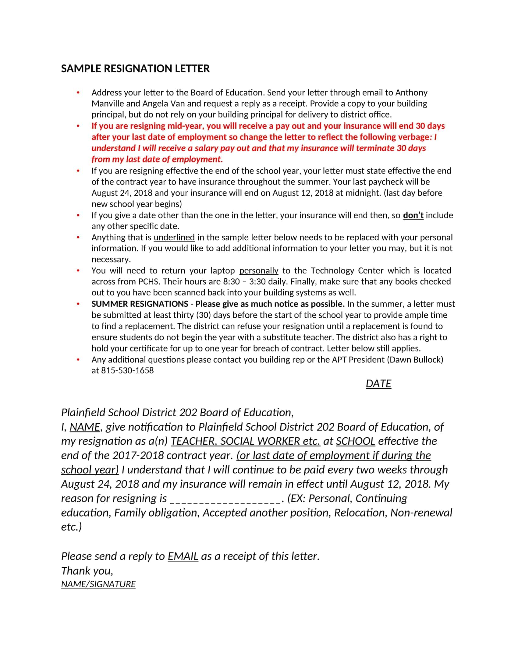 teacher letter of resignation teacher letter of resignation