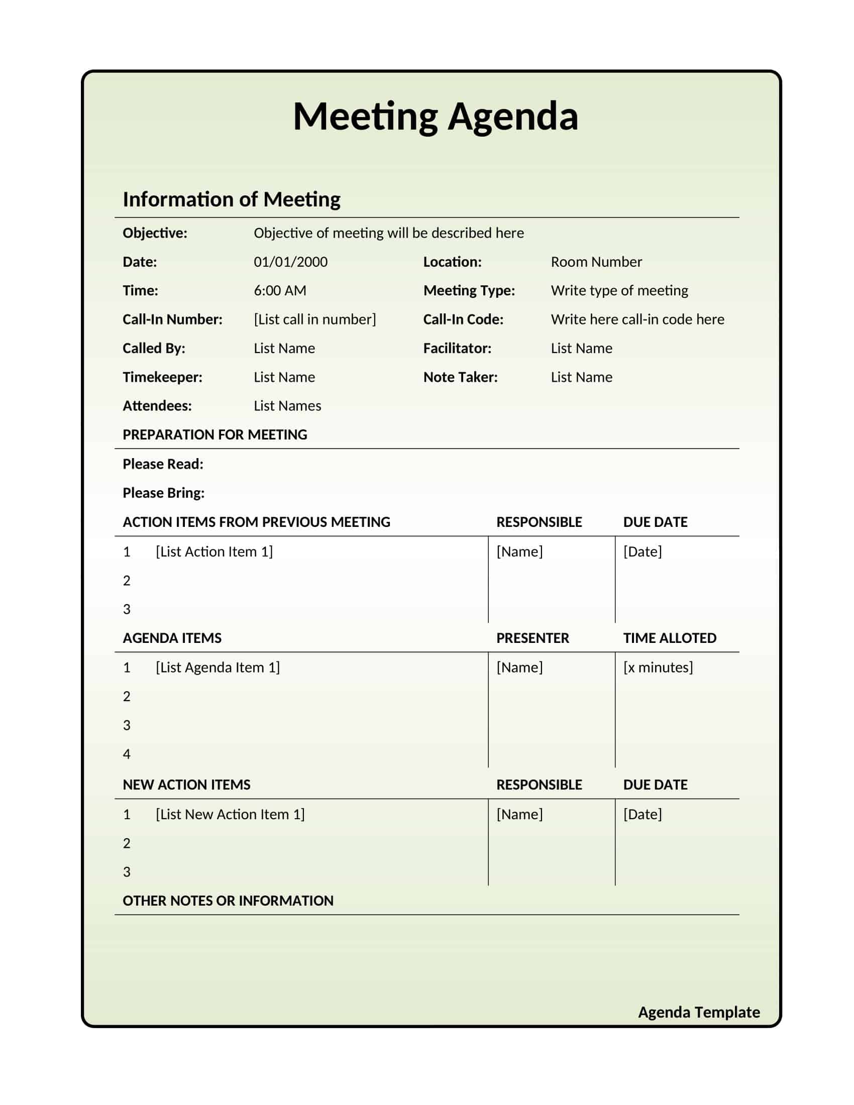 Free Printable Meeting Agenda Templates PDF Word Excel Examples Free Printable Meeting Agenda Templates PDF Word Excel Examples