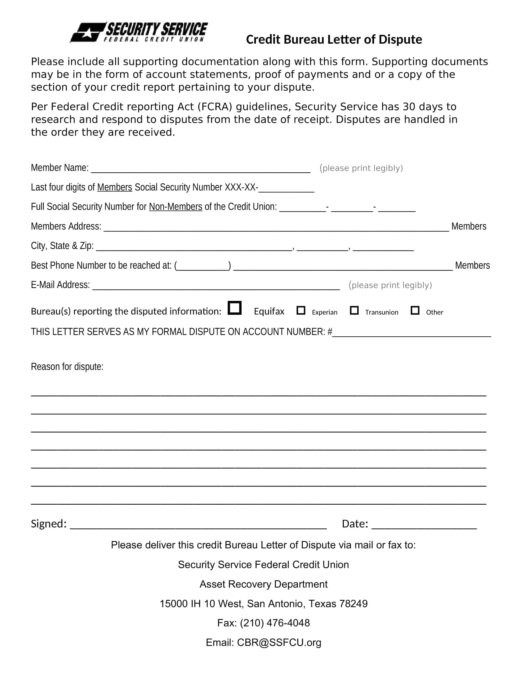 template for credit dispute letter template for credit dispute letter