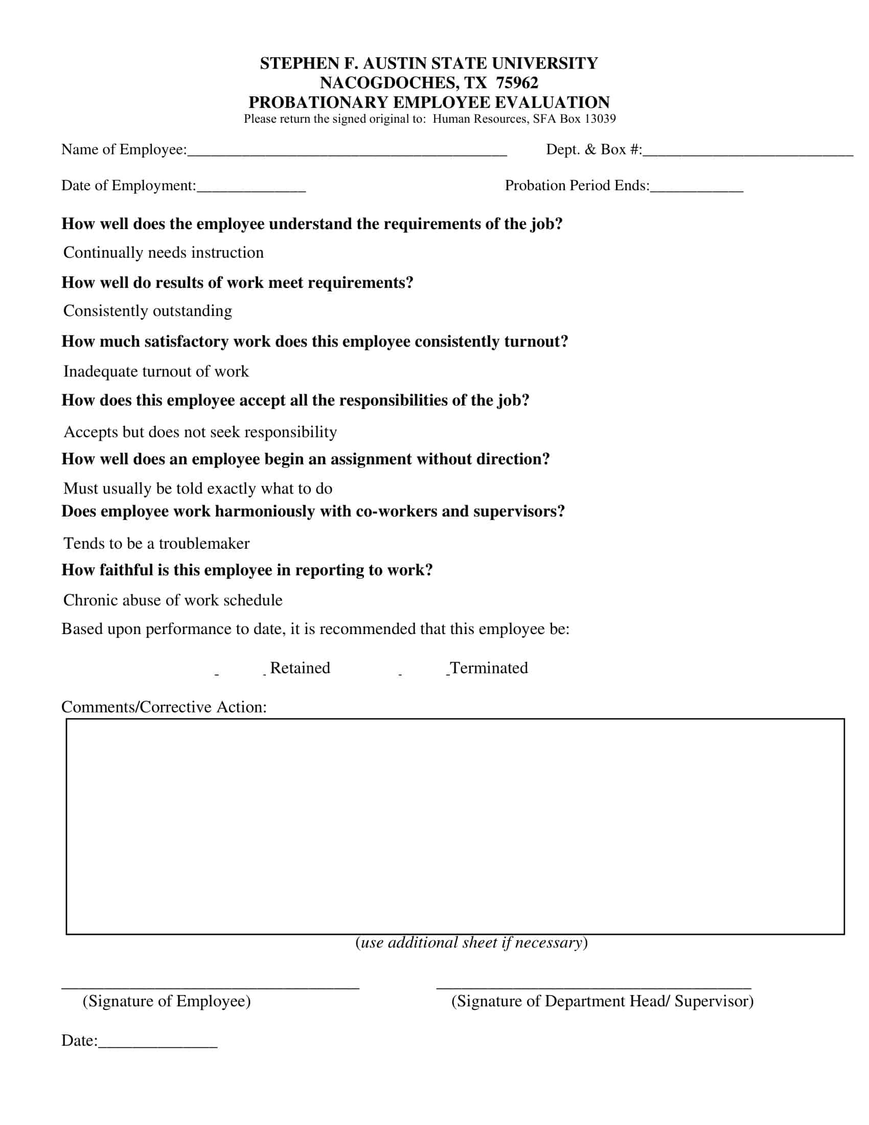 template for employee performance review template for employee performance review