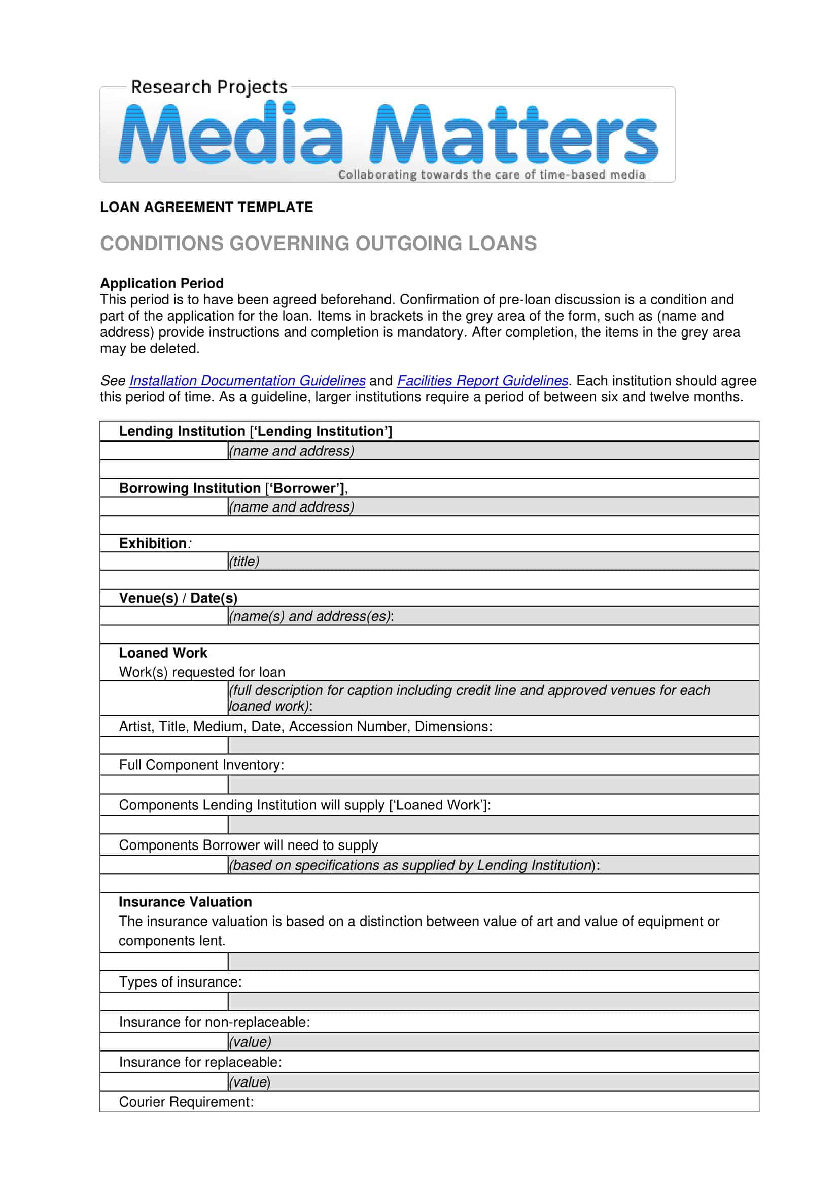 template for loan agreement template for loan agreement