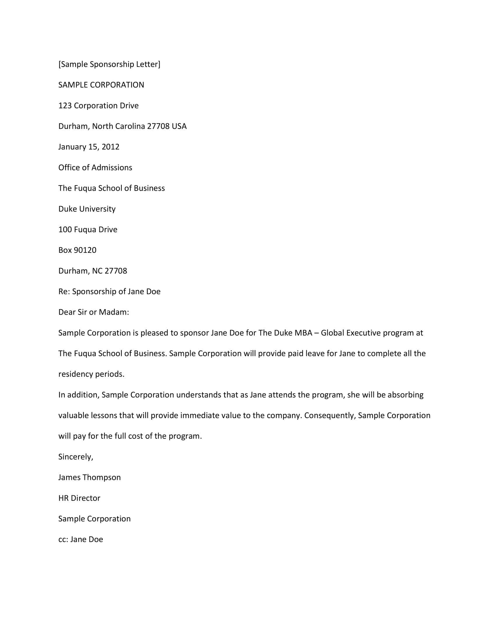 template for sponsorship letter template for sponsorship letter