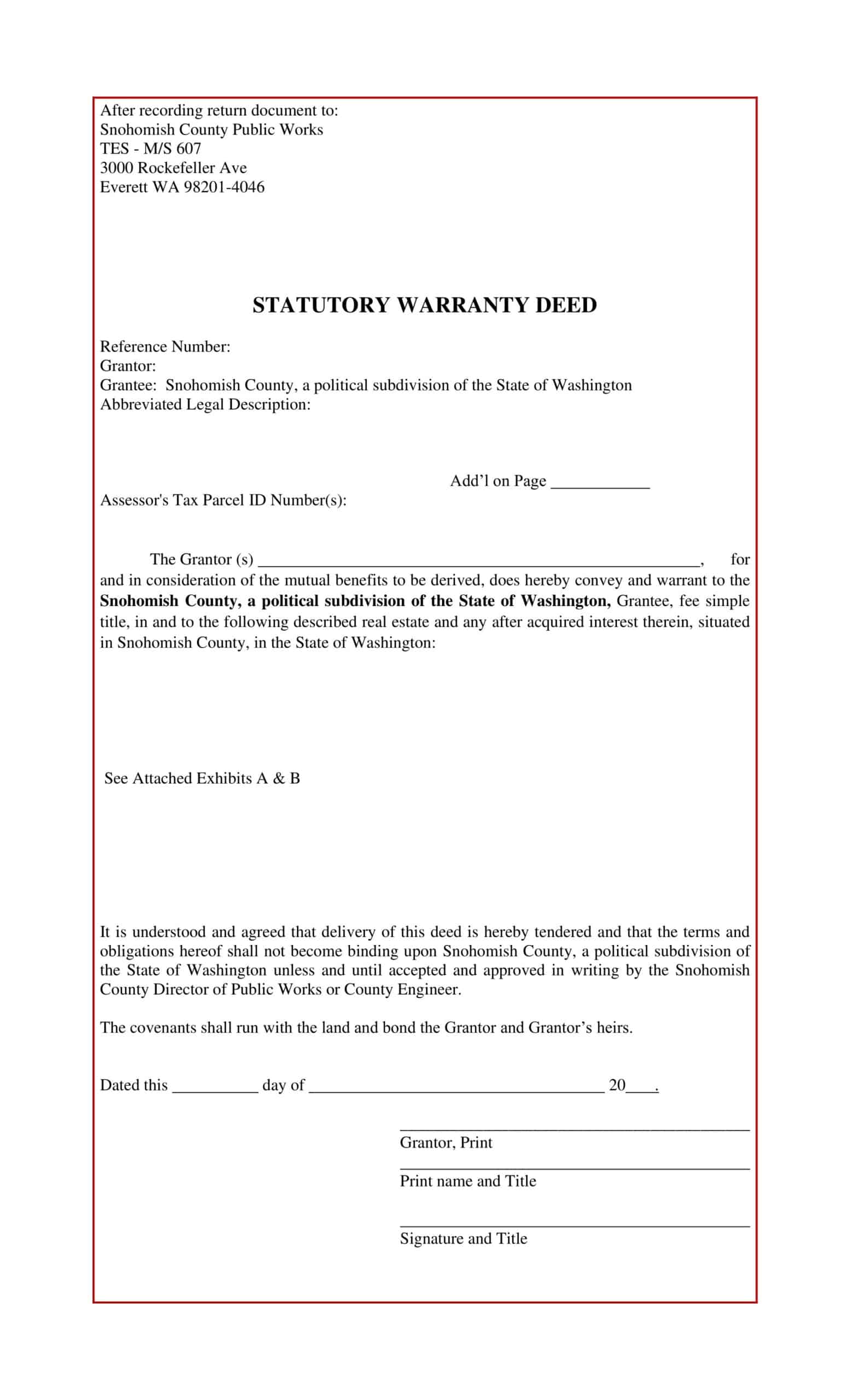 template for statutory warranty deed template for statutory warranty deed