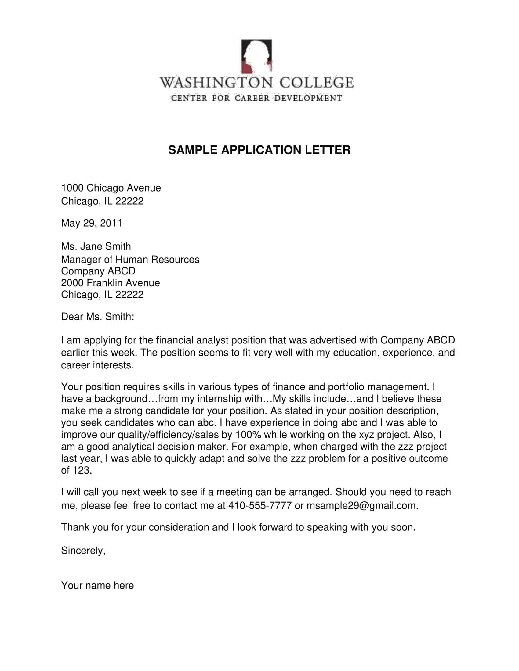 template of application letter template of application letter