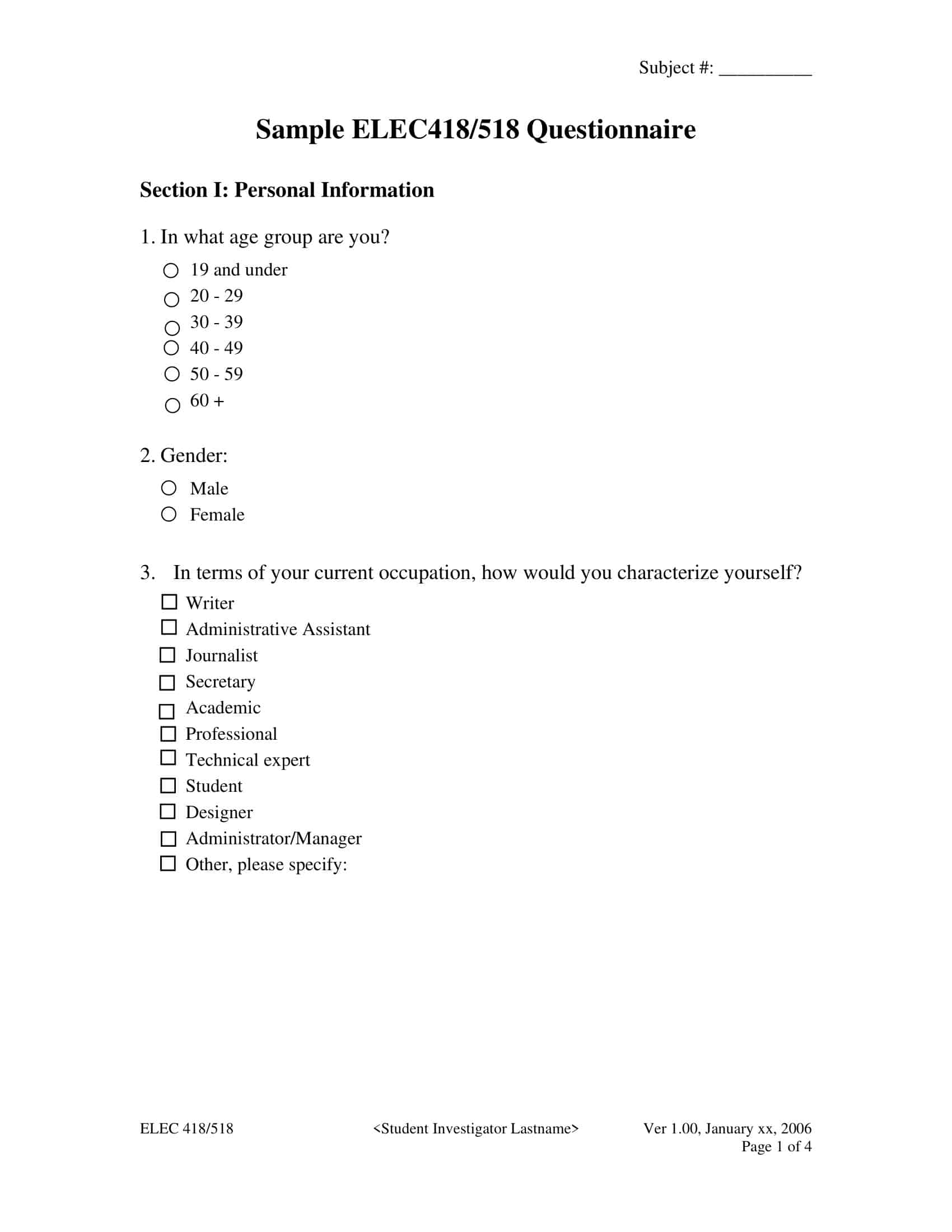 template questionnaire template questionnaire