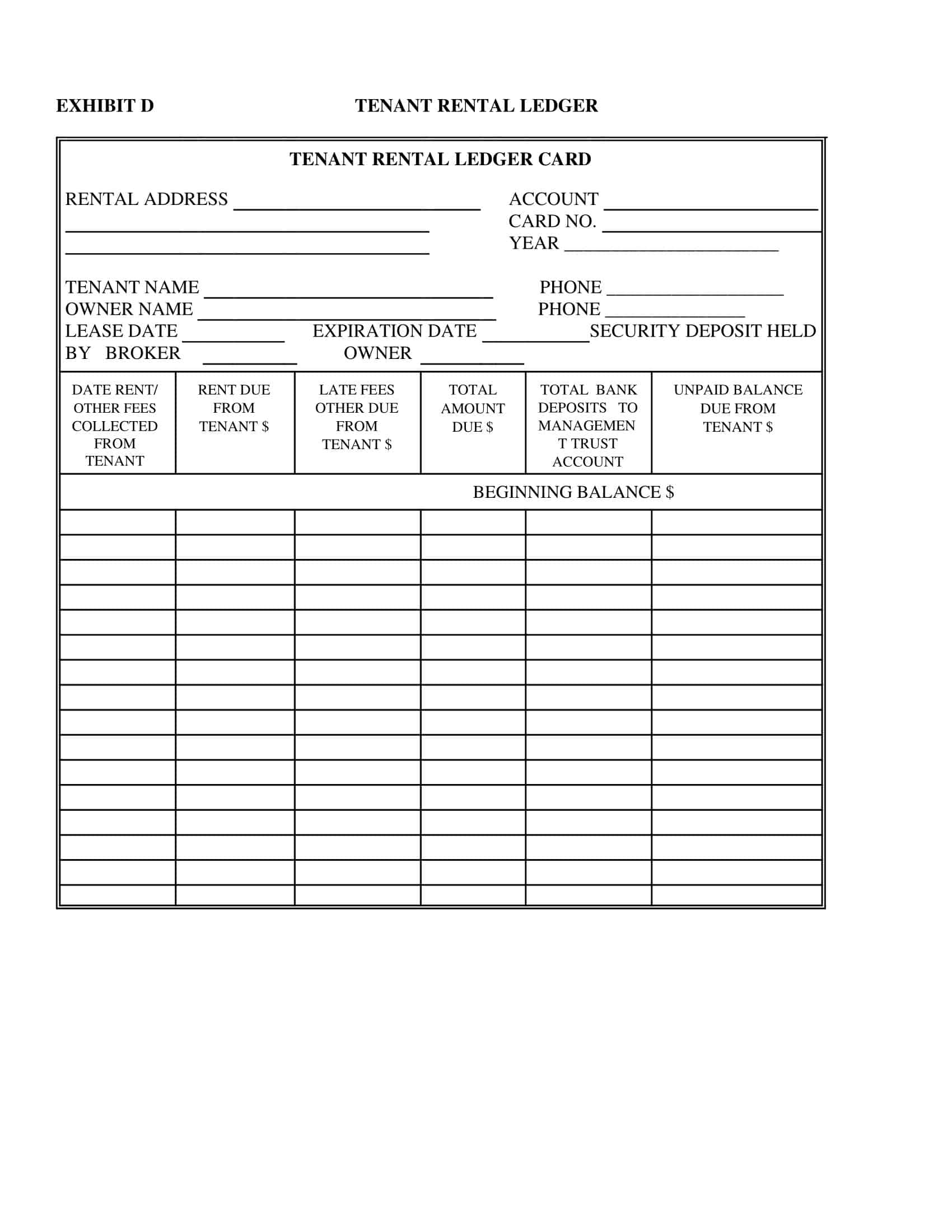 Free Printable Rental Ledger Template [Excel, Word, PDF, Google Sheets]