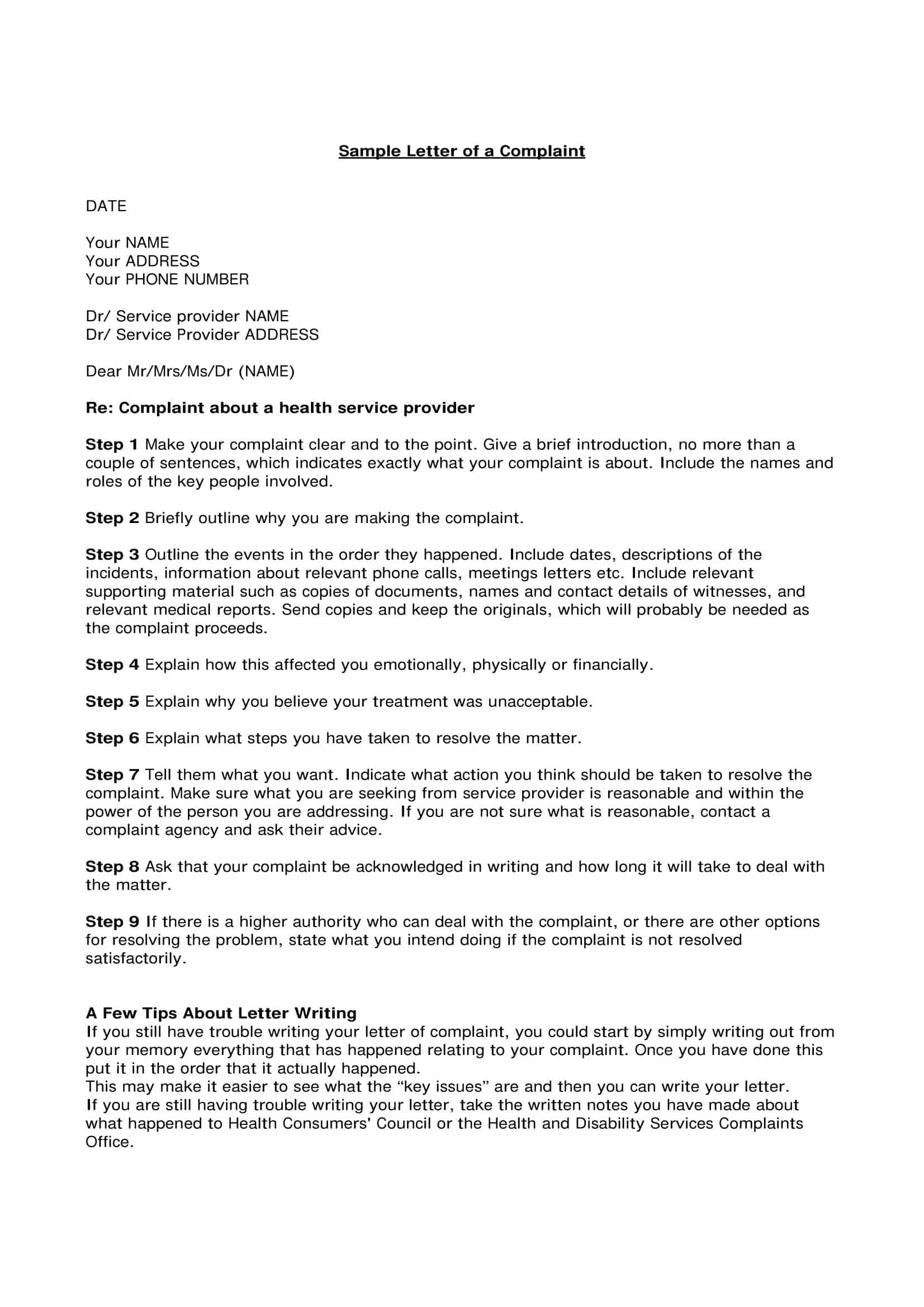 tenant complaint letter template tenant complaint letter template