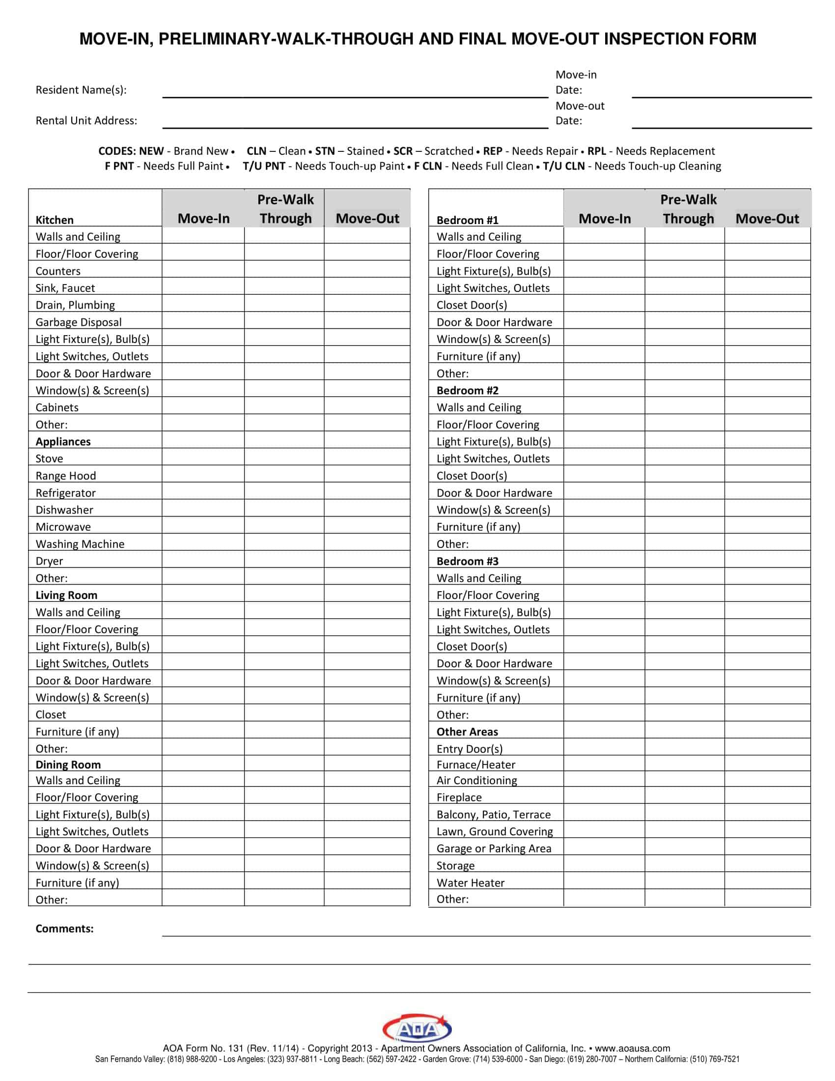 Free Printable Move In Checklist Templates Word PDF Free Printable Move In Checklist Templates Word PDF