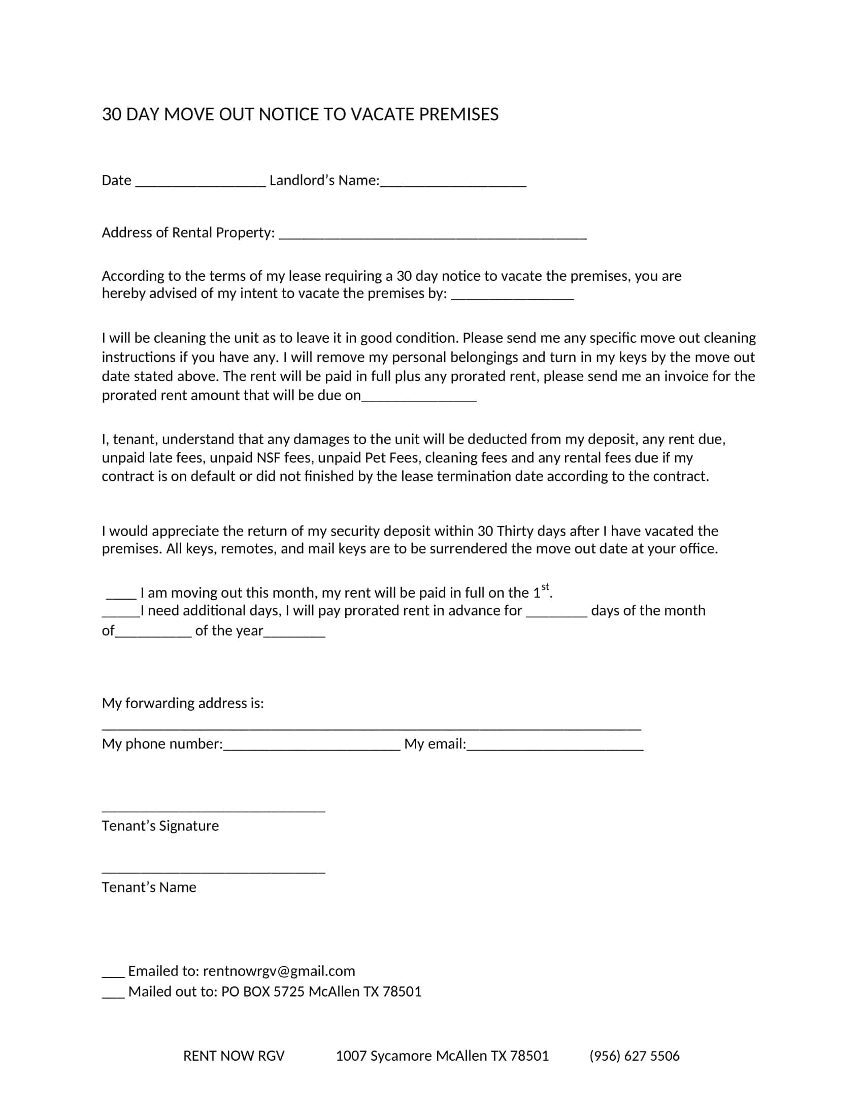 tenants notice to vacate letter tenants notice to vacate letter