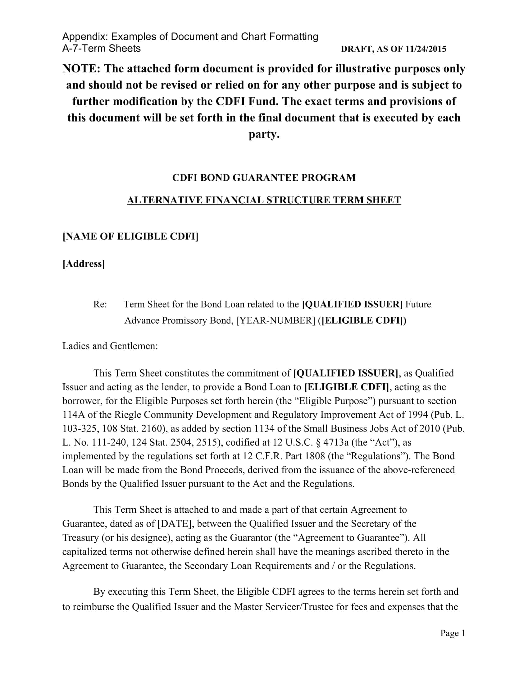 term sheet template term sheet template