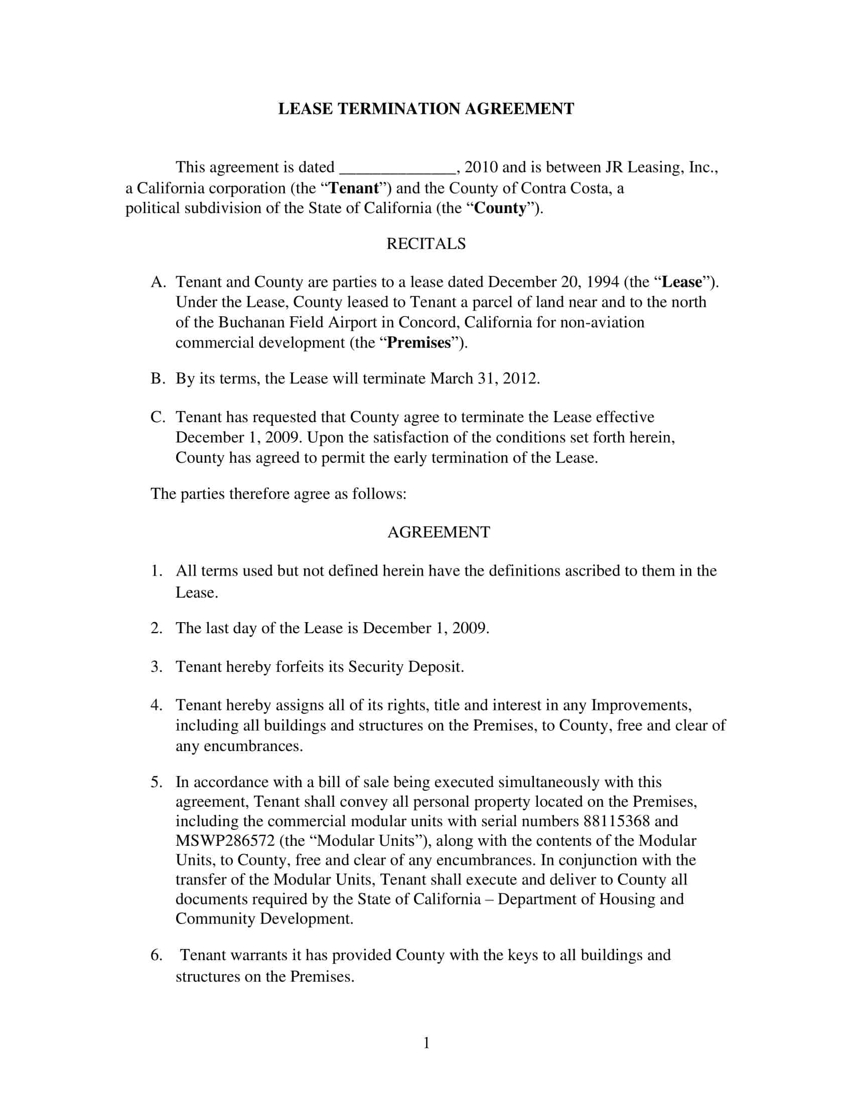 termination of lease notice termination of lease notice