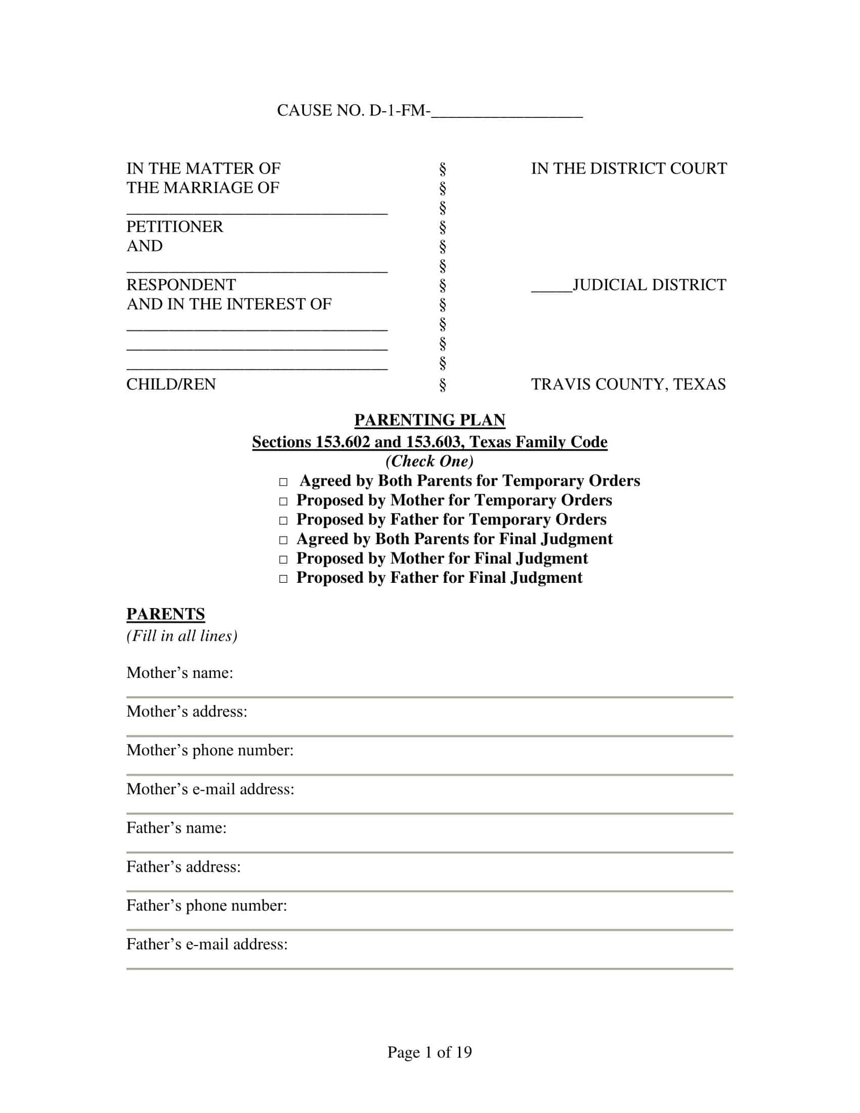 texas parenting plan texas parenting plan