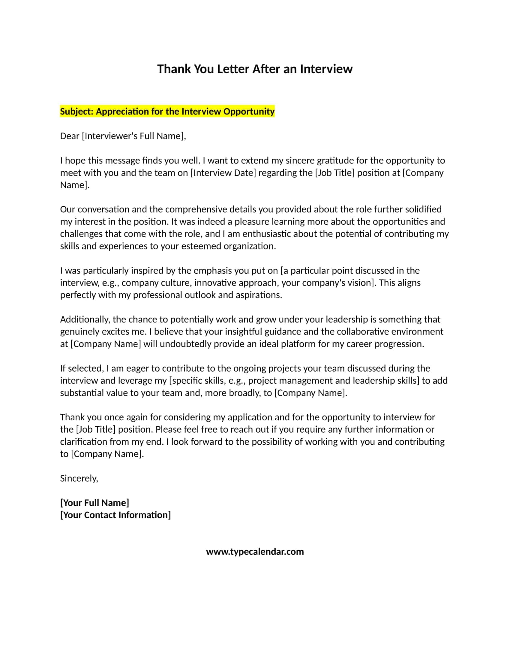 thank you letter after an interview thank you letter after an interview