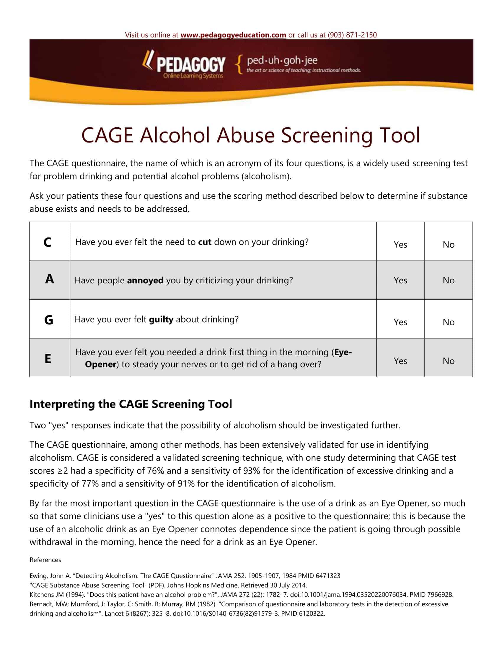 the cage questionnaire the cage questionnaire