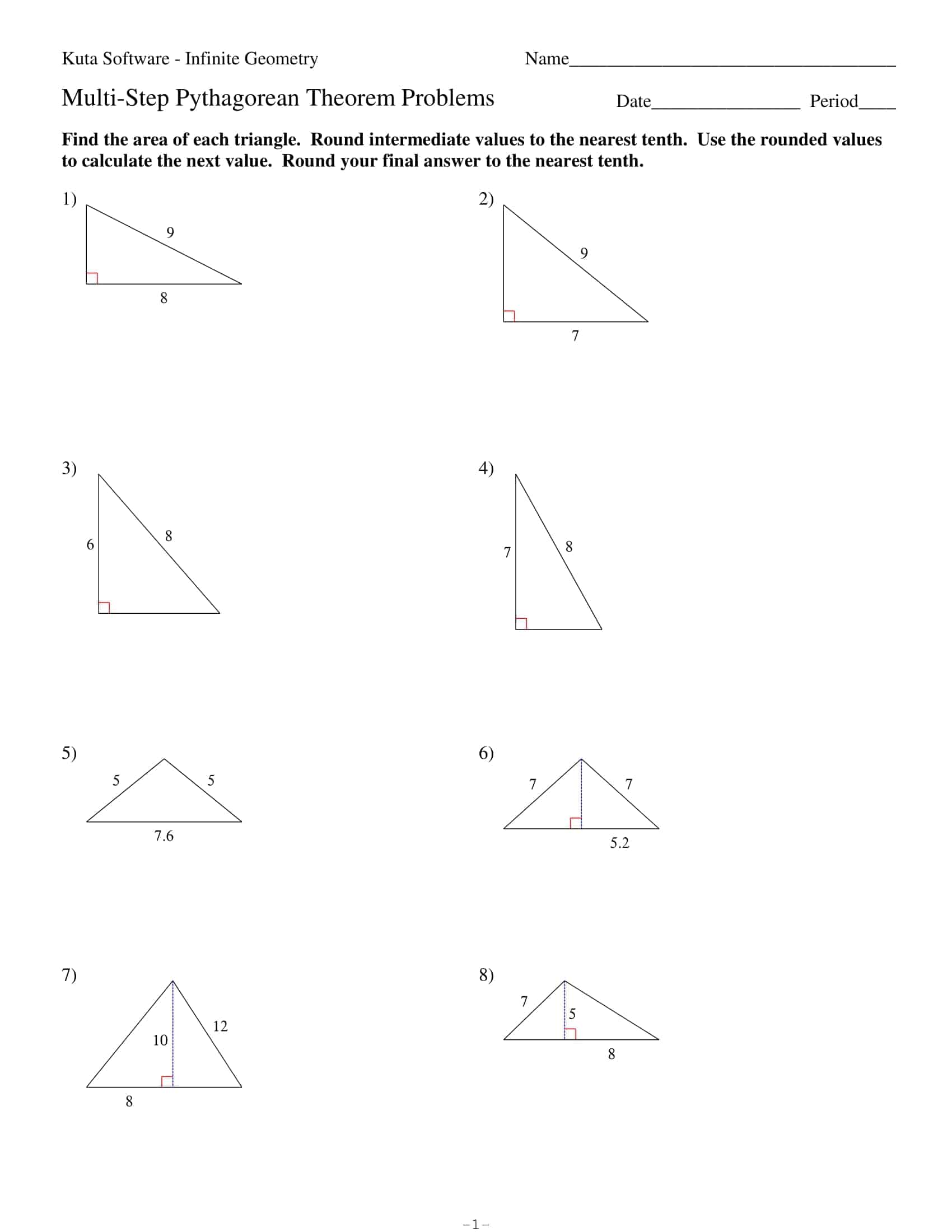 Pythagorean Theorem Worksheet: Free Printable Templates Word, PDF
