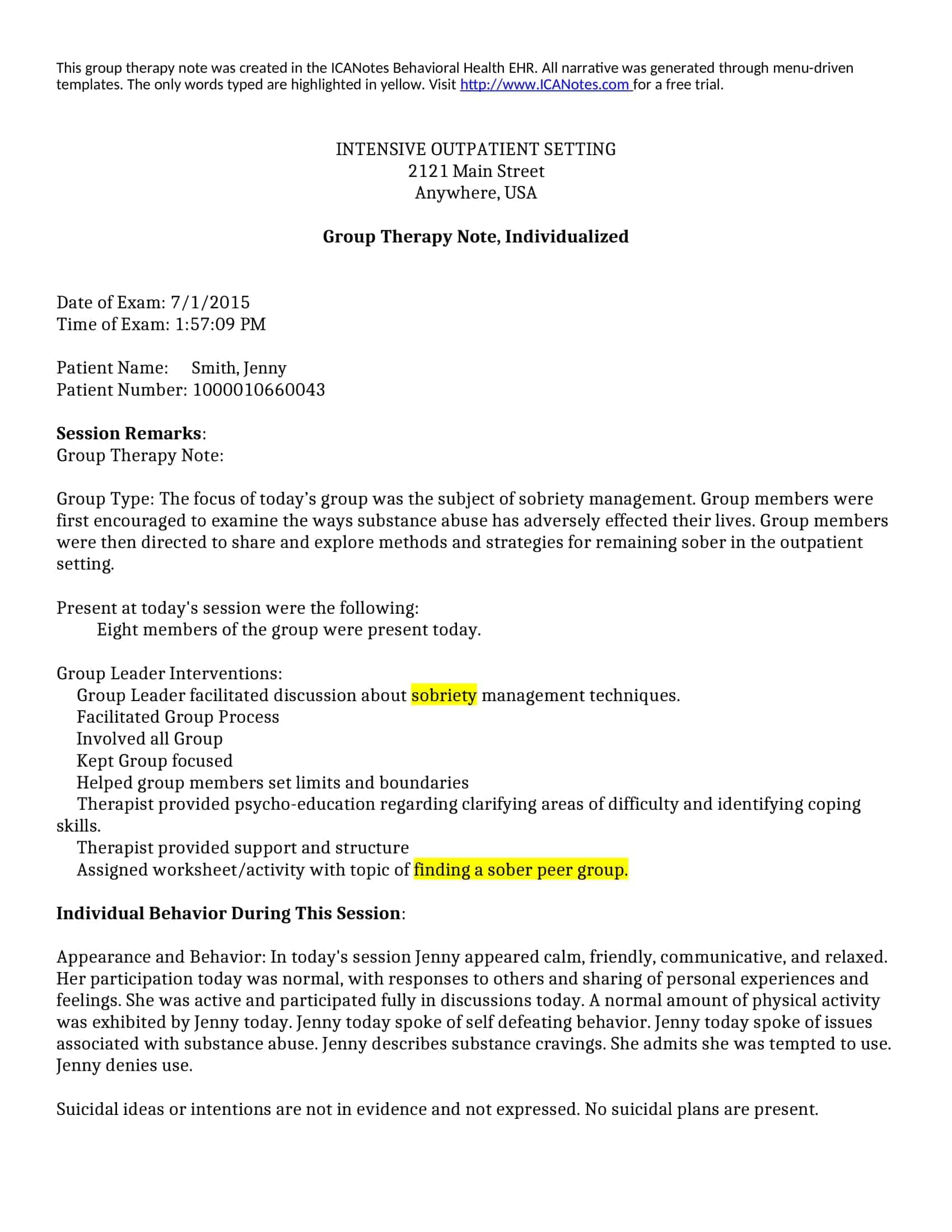 therapy progress notes examples therapy progress notes examples